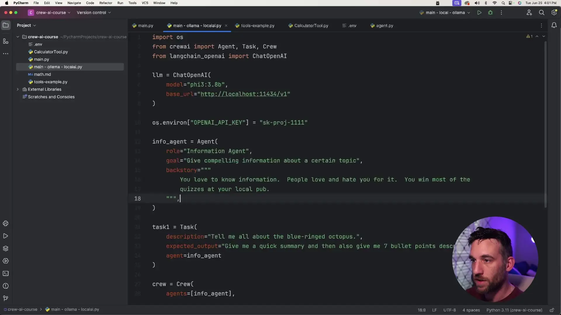 Setting up API connection between CrewAI and our local Ollama LLM server
