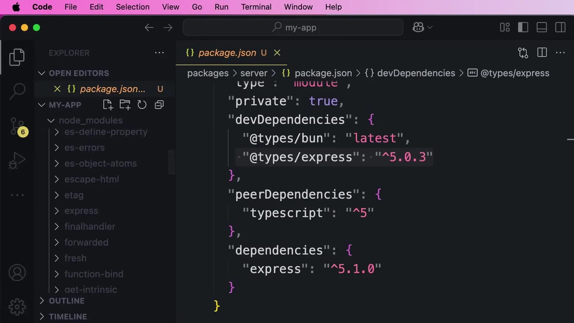 Modern development environment with Express and dependencies installed for AI-powered applications