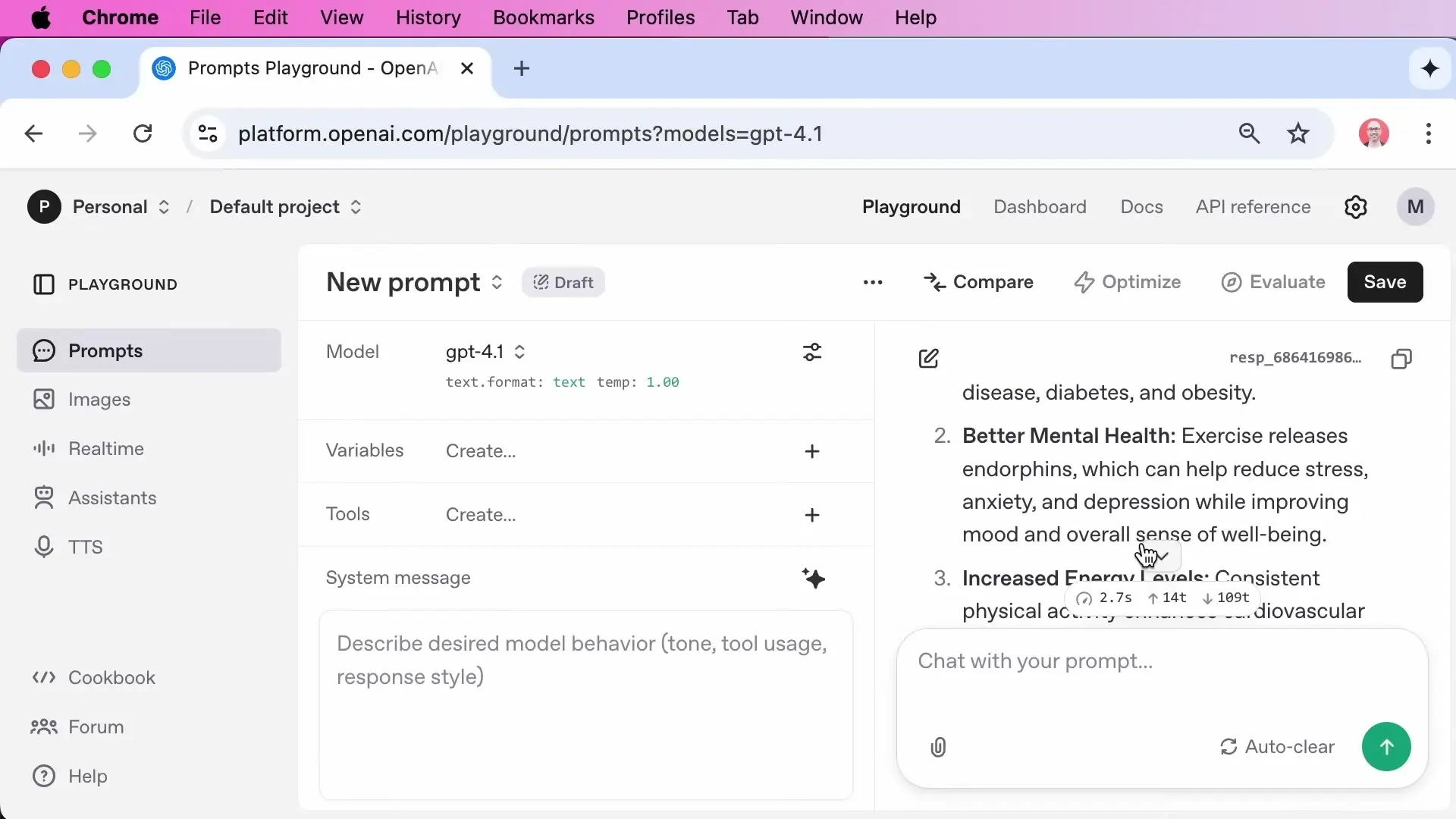 Example of prompt engineering techniques to control AI model output format and style