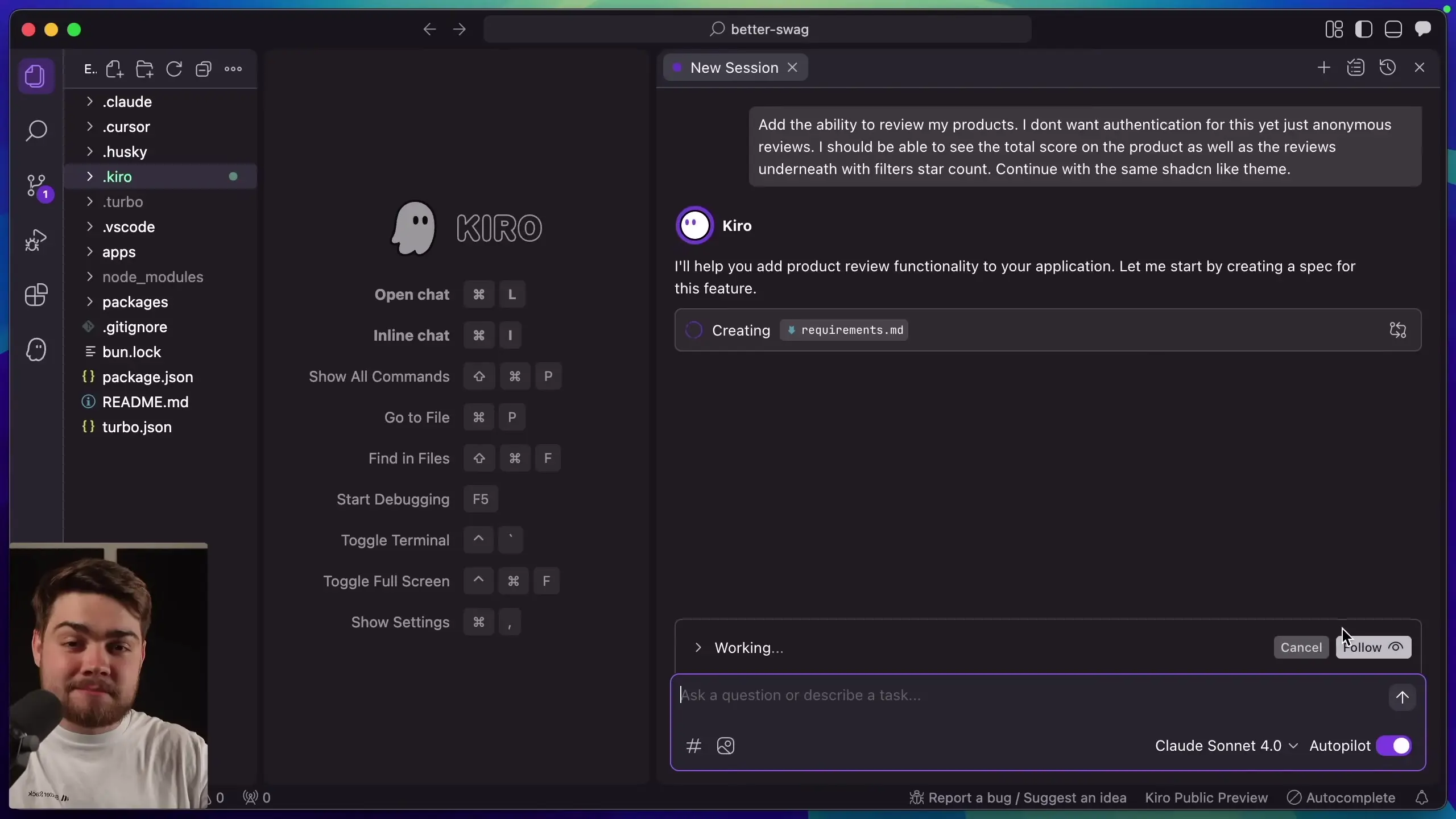 Kira's three-step spec-driven development process begins with creating detailed specifications from user prompts