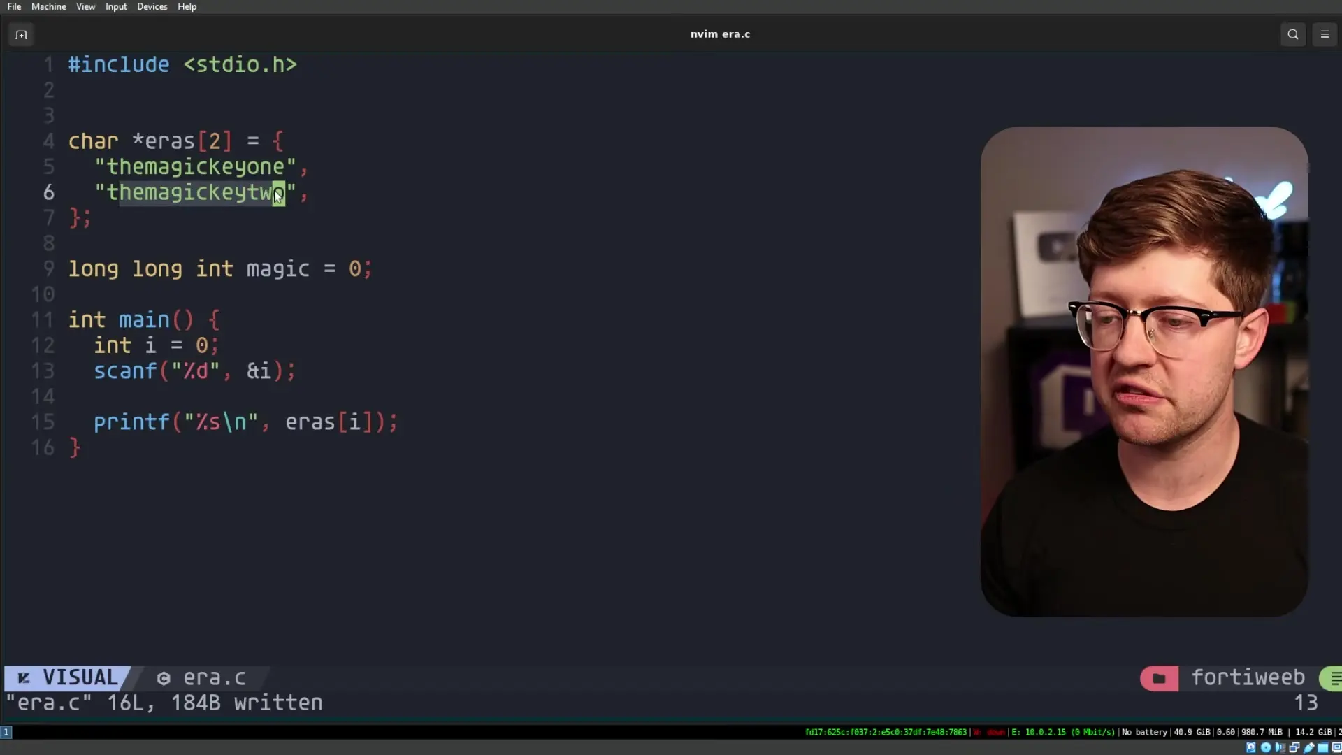 Example code showing an array of strings that could be vulnerable to out-of-bounds access