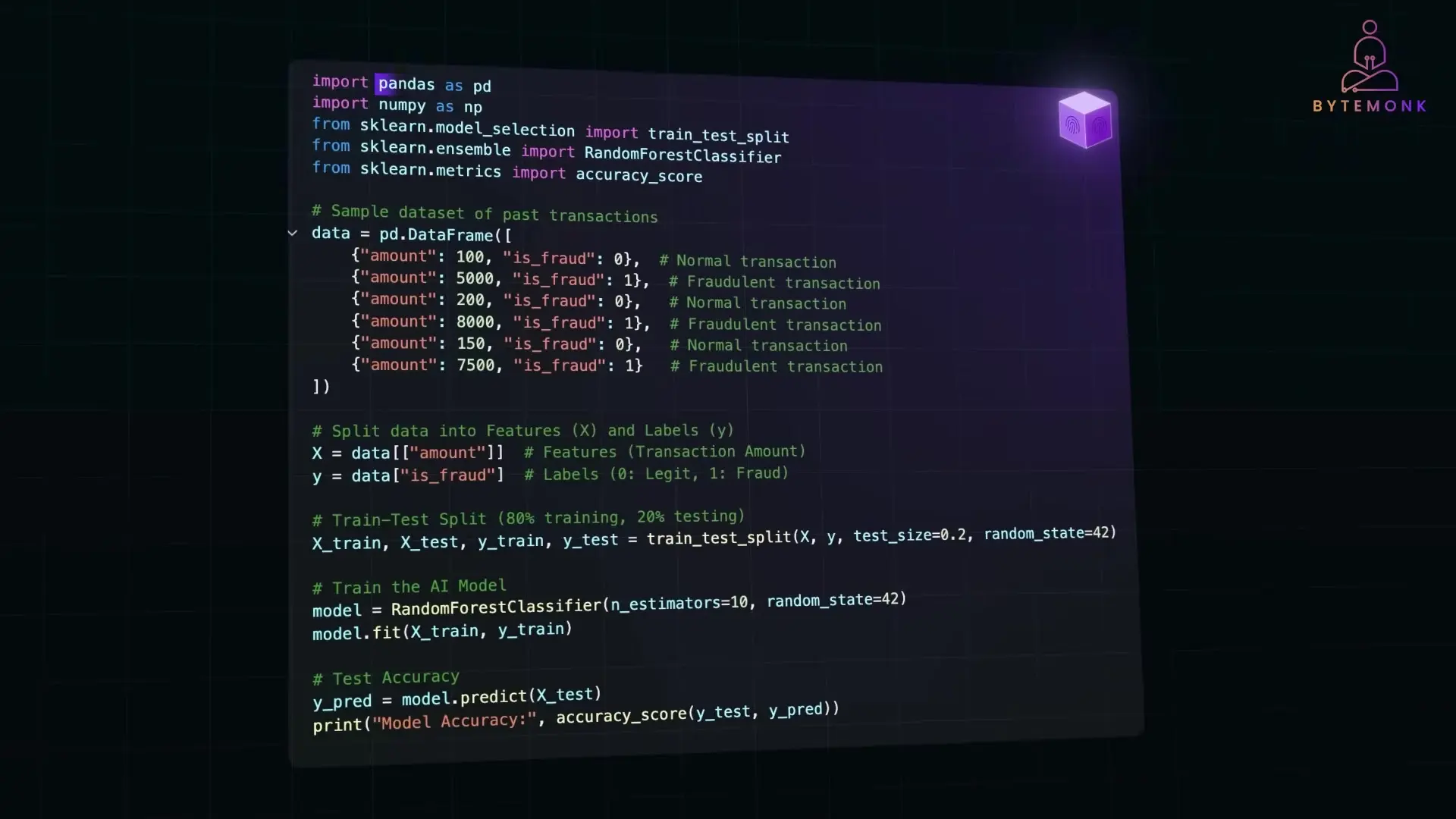 AI-powered fraud detection system analyzing transaction patterns before they enter the blockchain
