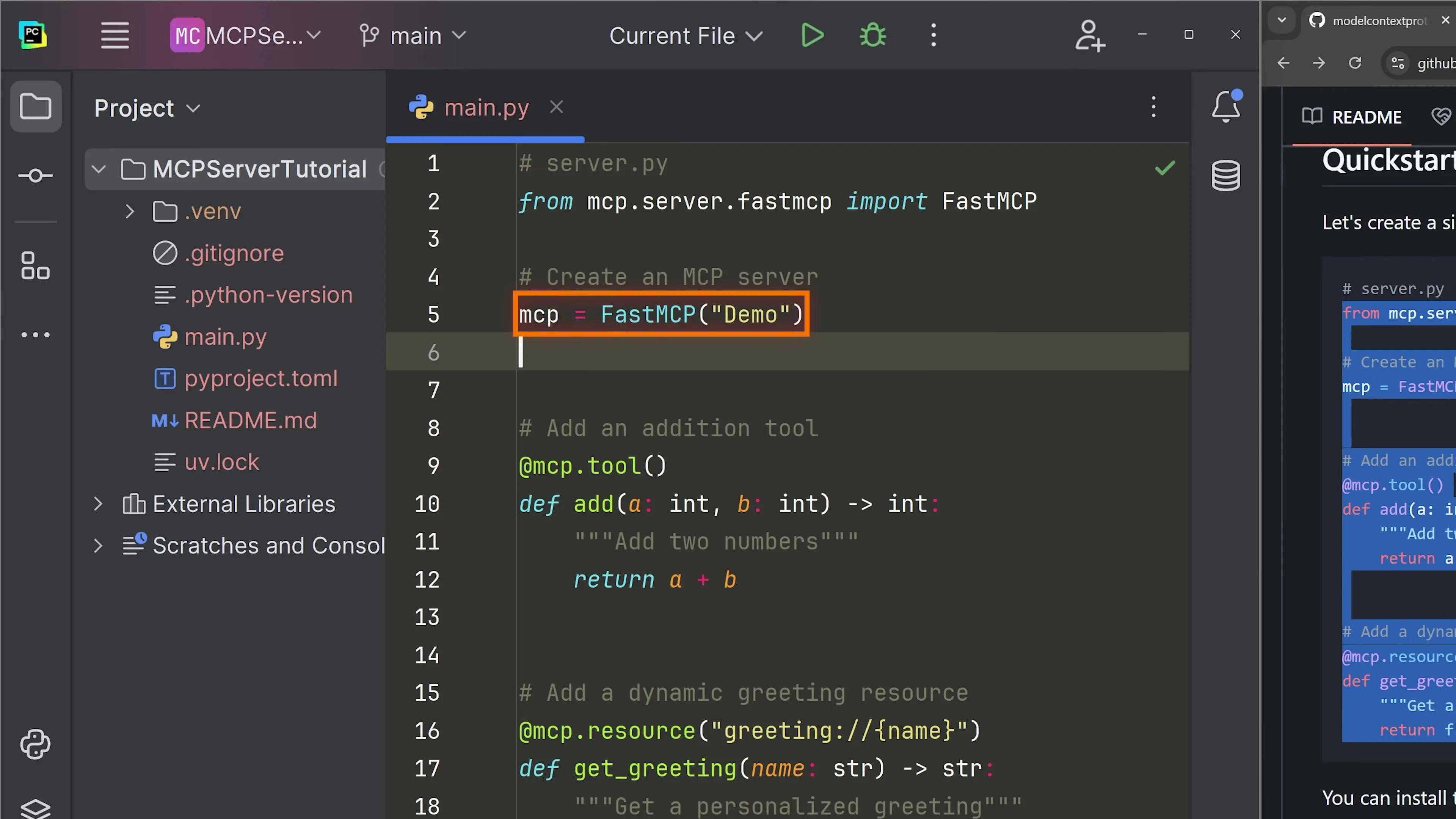 Setting up the development environment with Python and the MCP SDK
