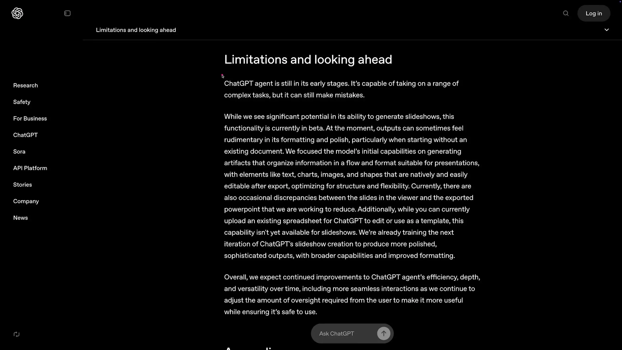 OpenAI acknowledges limitations in their current agent implementation, highlighting ongoing development challenges
