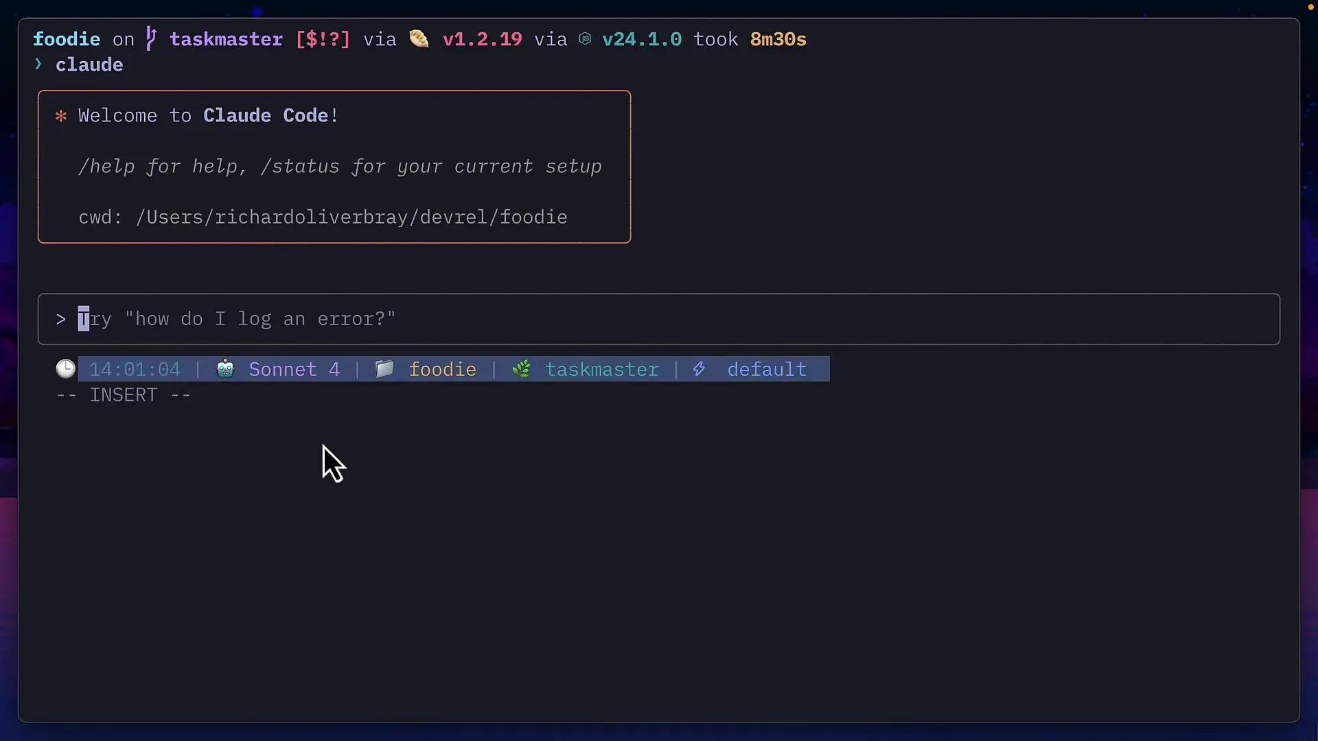 Custom status line configuration showing padding options and JSON data structure