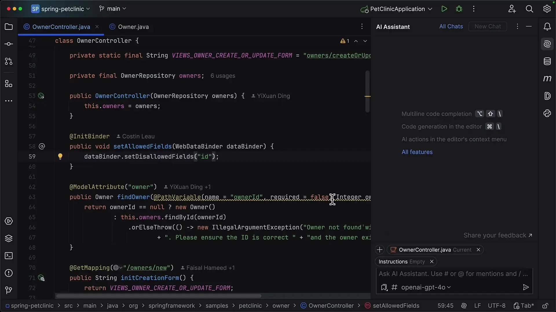 Selecting Claude 3.5 Sonnet from the model selector in JetBrains AI Assistant