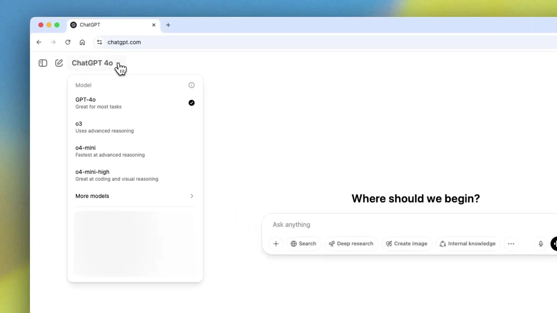 GPT-4's intuitive interface showing various model options that enable enhanced collaborative writing and content creation capabilities for both developers and creative writers.