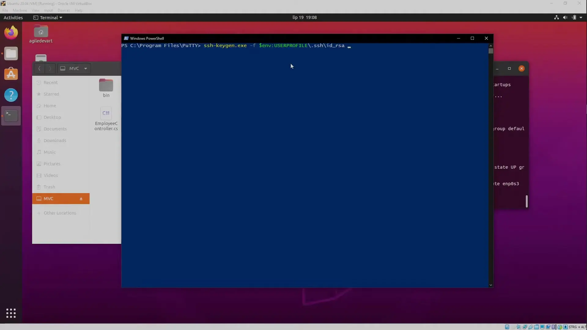 X11 forwarding configuration showing a WPF application running remotely