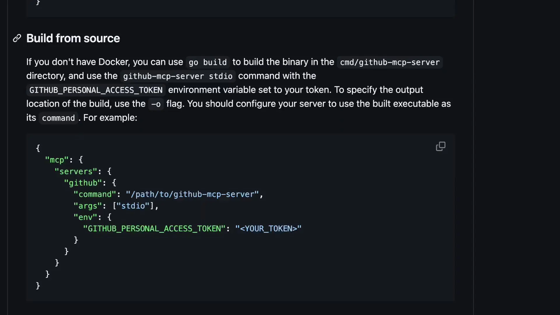 GitHub MCP server requires Docker or building from source, adding complexity to the setup process