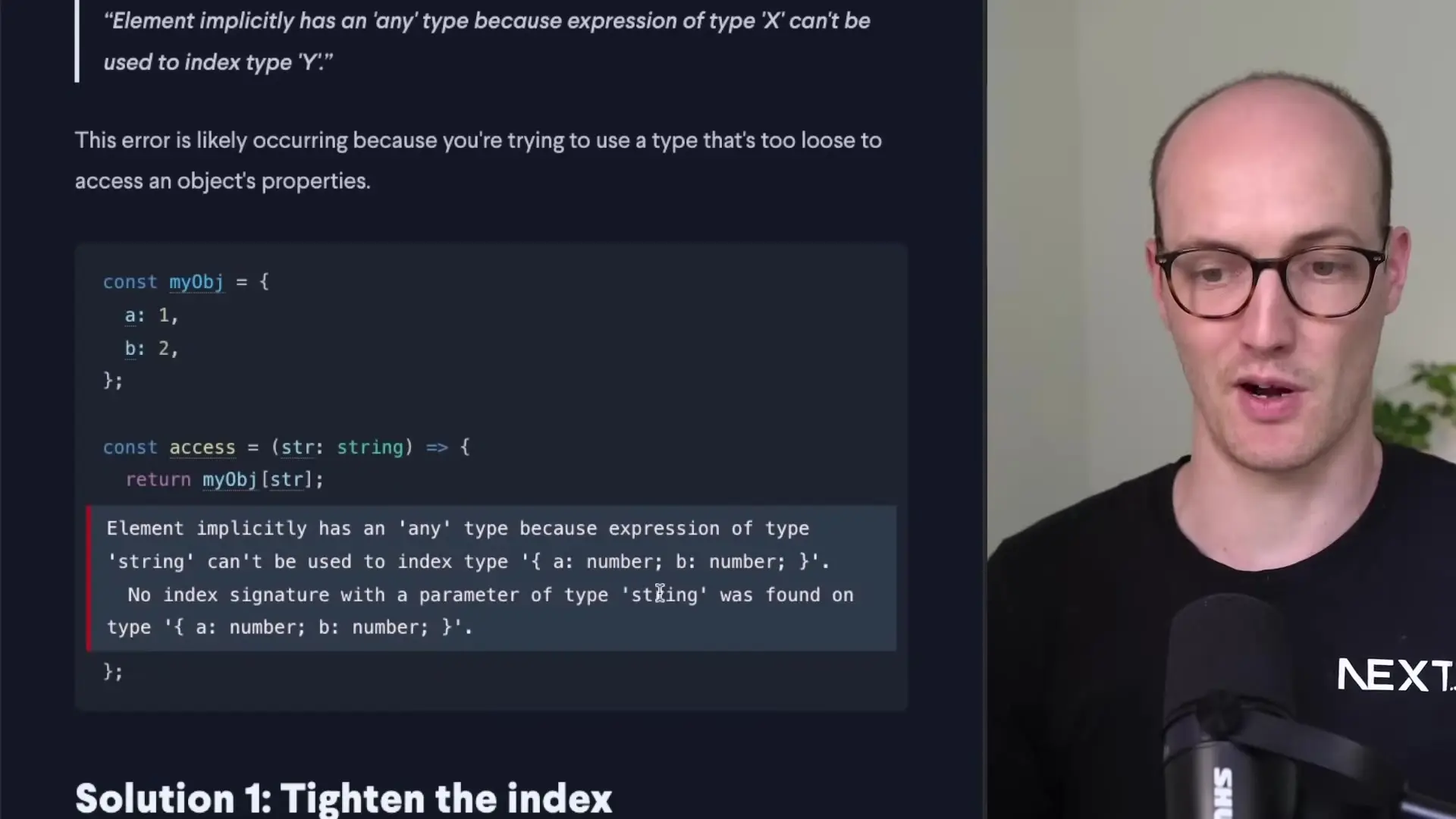 TypeScript error showing no index signature with string parameter found on object type