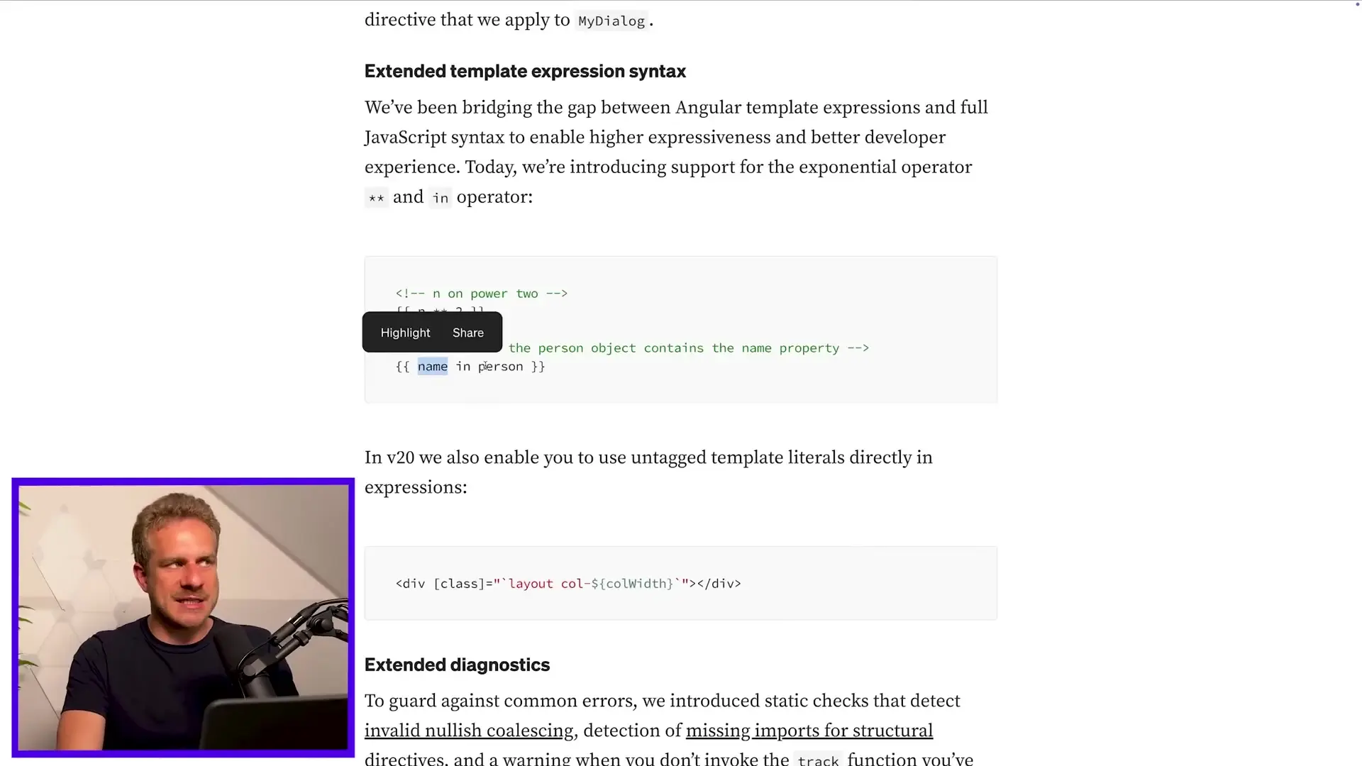 The 'in' operator allows checking if properties exist in objects directly in templates