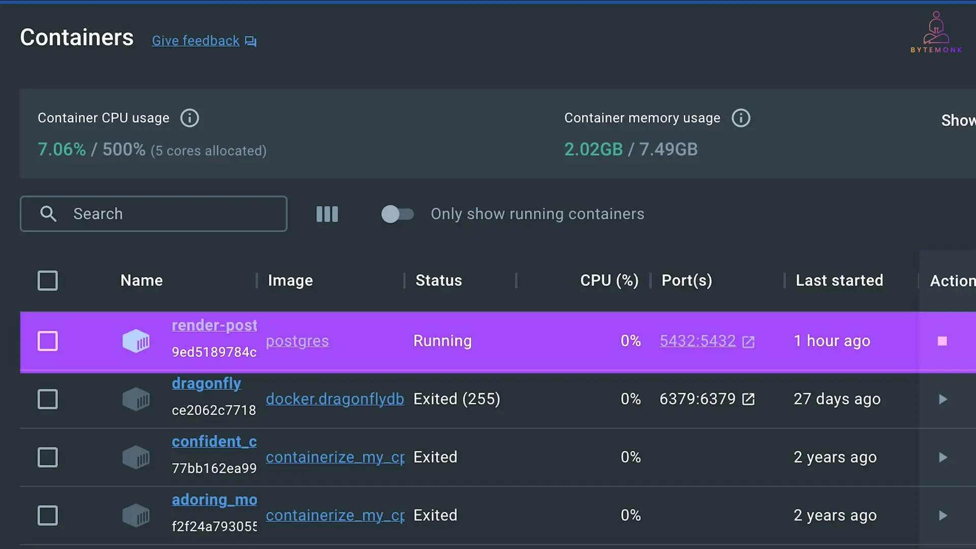 Render dashboard showing deployed services with PostgreSQL database connected to the Node.js backend
