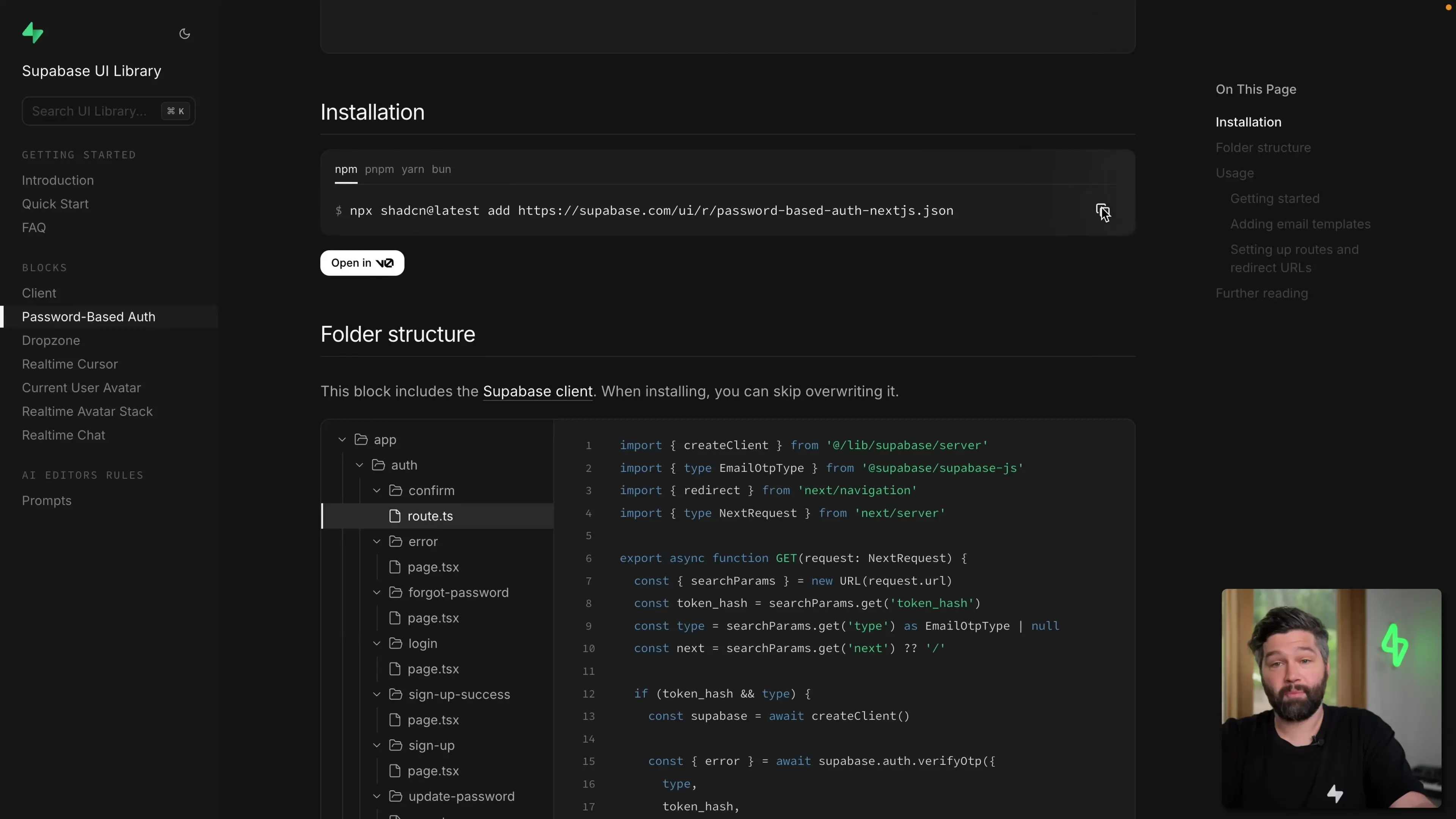 Complete authentication flow added with a single command connected to Superbase