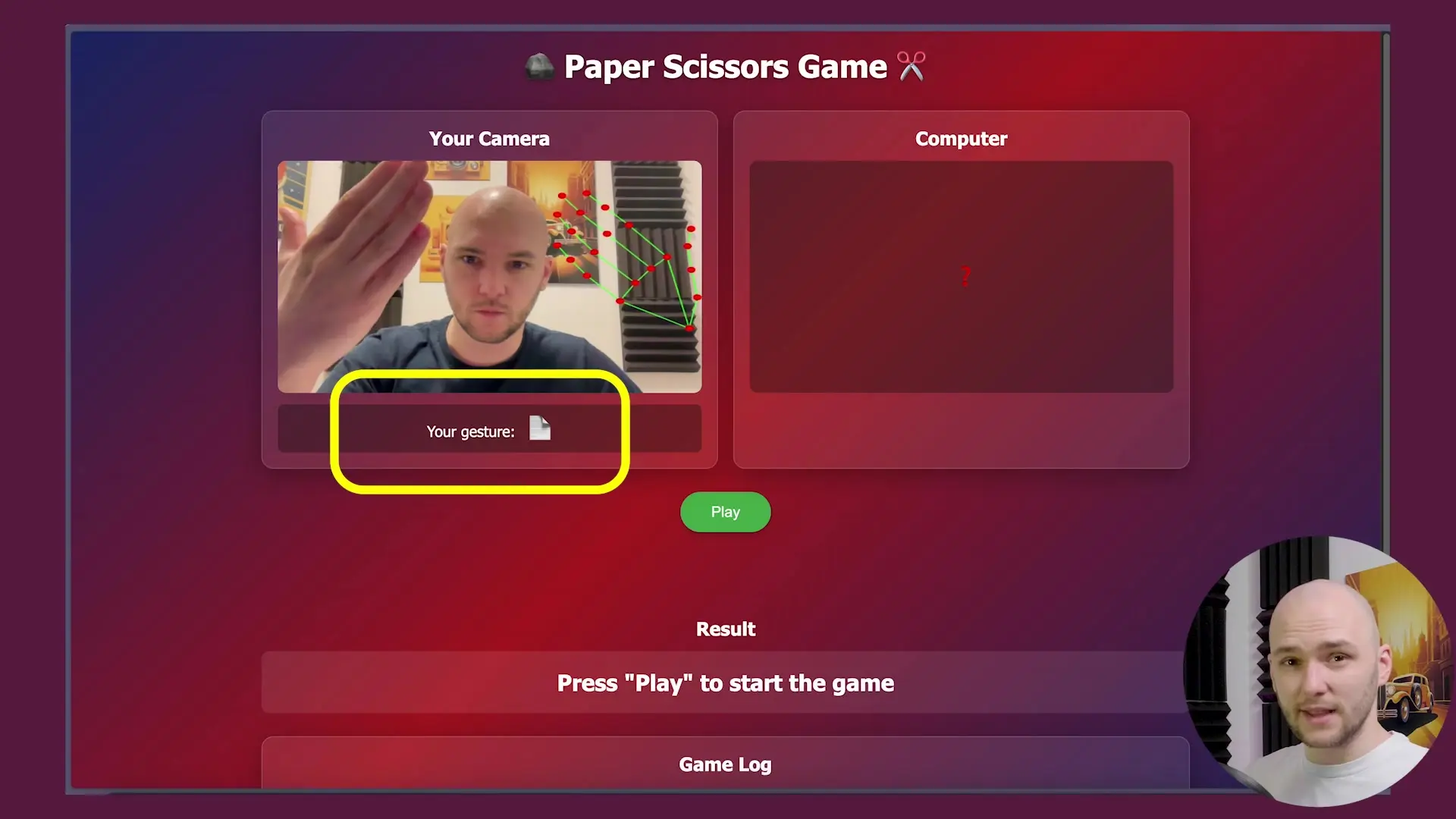The Goose AI tool implemented hand gesture detection for the rock-paper-scissors game