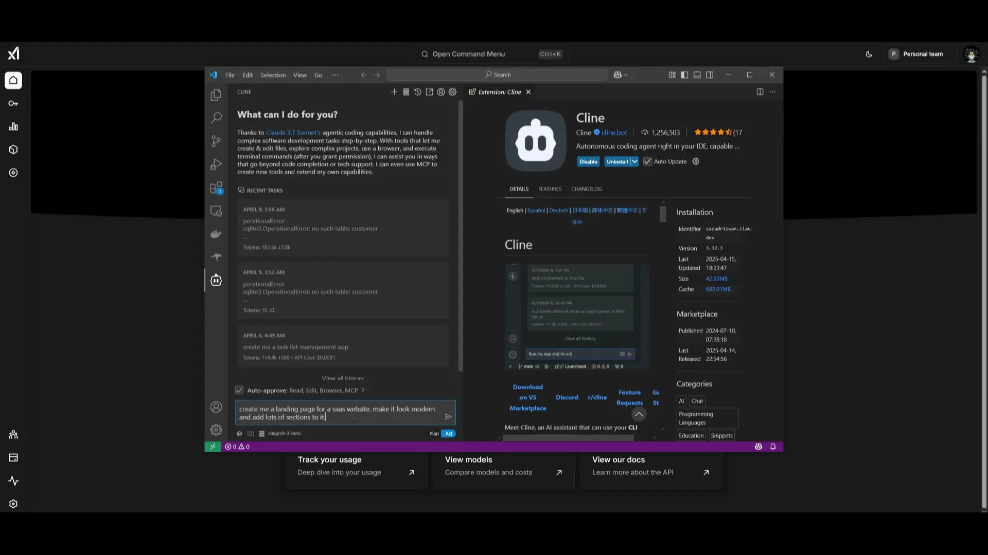 Accessing the chat interface to request Grok 3 to build applications