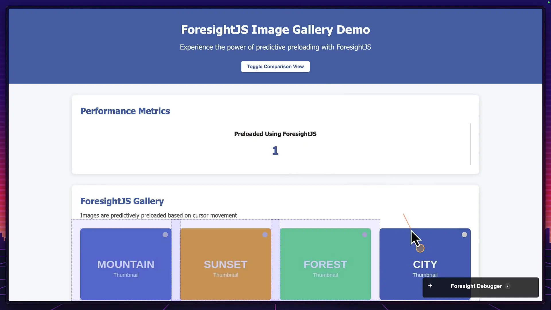 ForesightJS preloads images before users click, eliminating the wait time and creating an instant user experience that dramatically improves perceived performance.