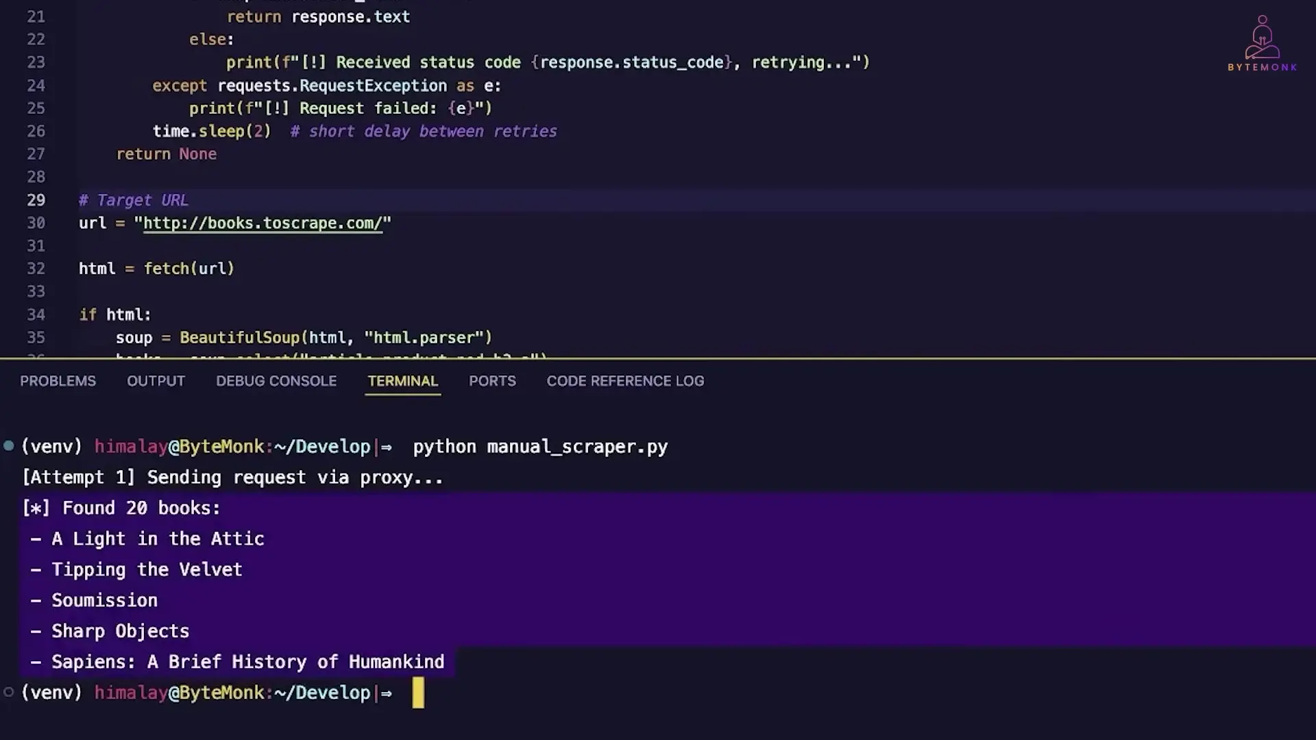 Book title extraction from a basic website using Python and Beautiful Soup
