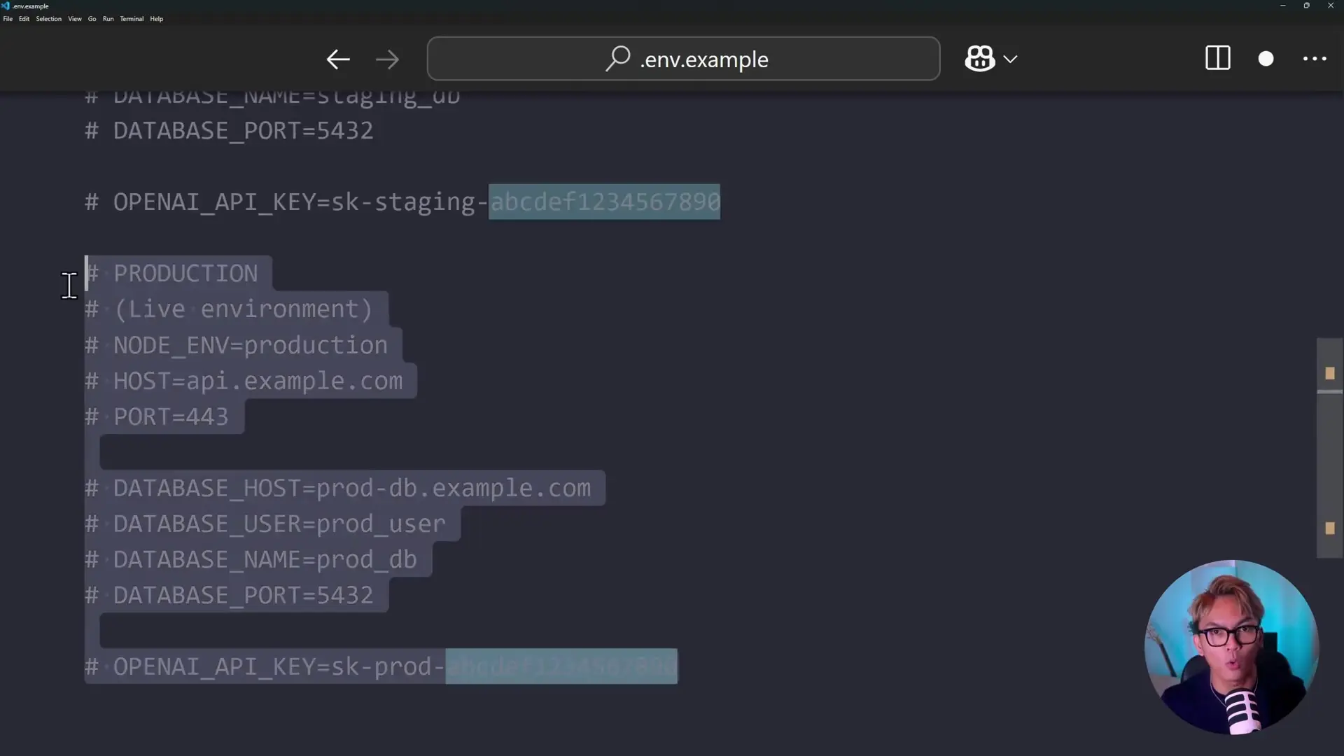 Using separate environment files for different stages helps prevent accidental data manipulation