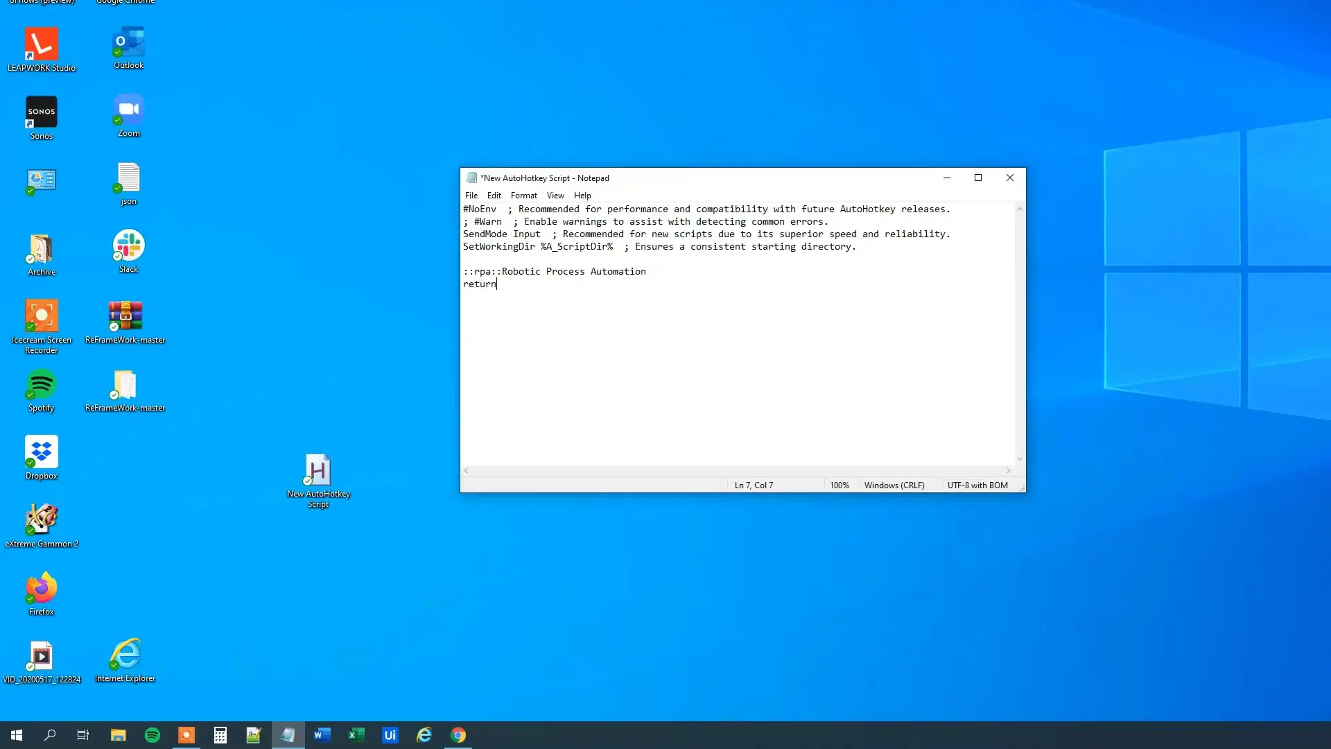 Writing a simple AutoHotkey text expansion script in a text editor