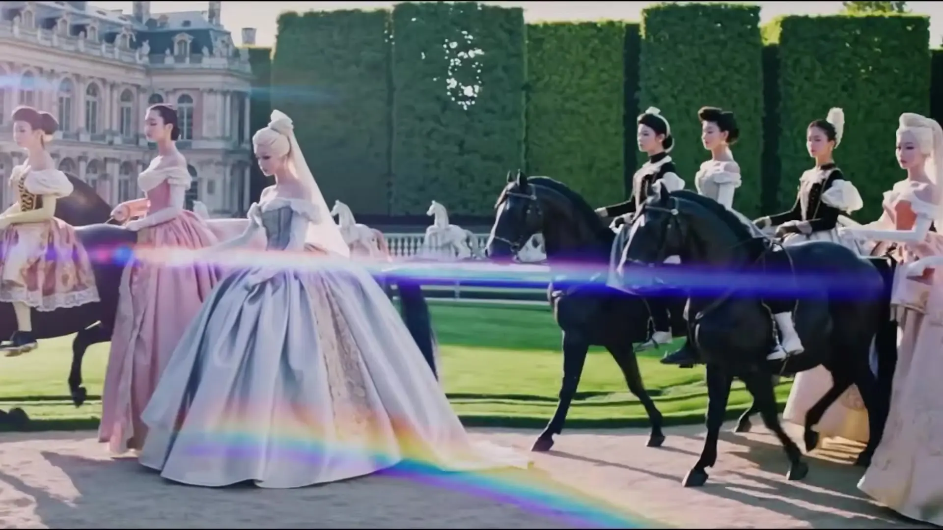 Example of a dynamic dance sequence rendered in Sora with 18th century Marie Antoinette styling