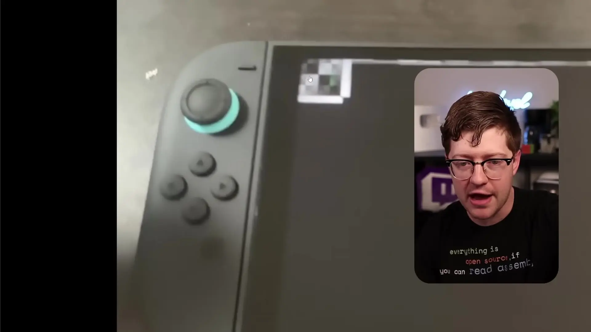 The visual demonstration of the Nintendo Switch 2 exploit showing arbitrary graphics rendering on the console's screen