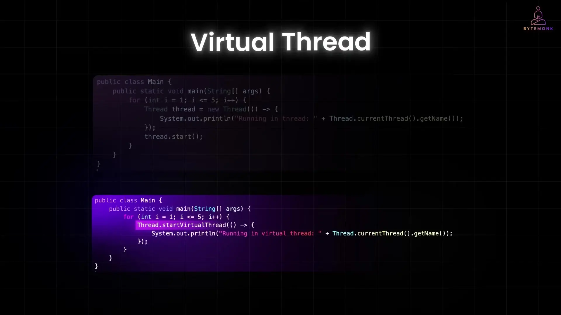 Creating virtual threads in Java with Thread.startVirtualThread() method