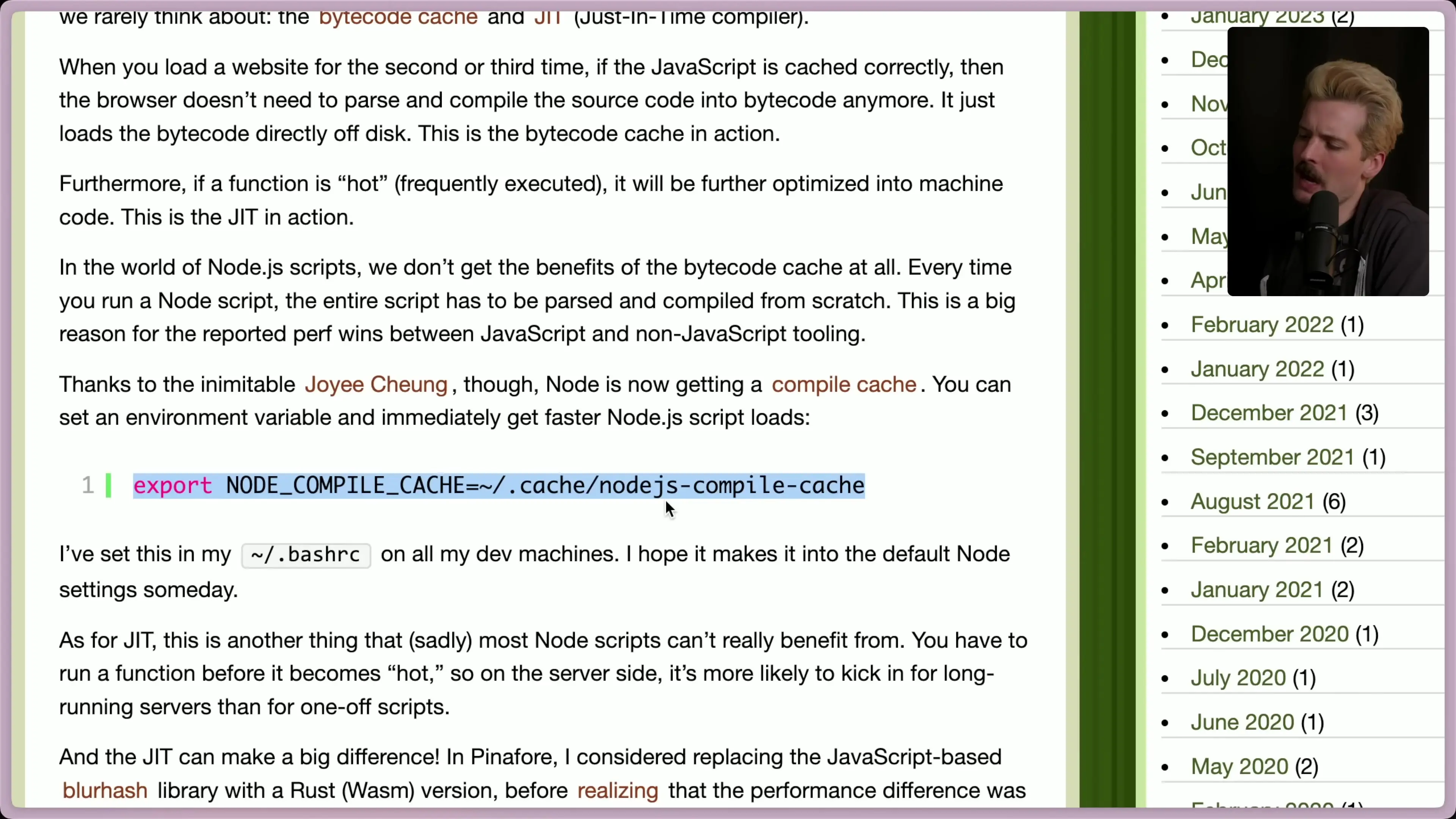Node.js compile cache exports can significantly improve JavaScript performance without language rewrites