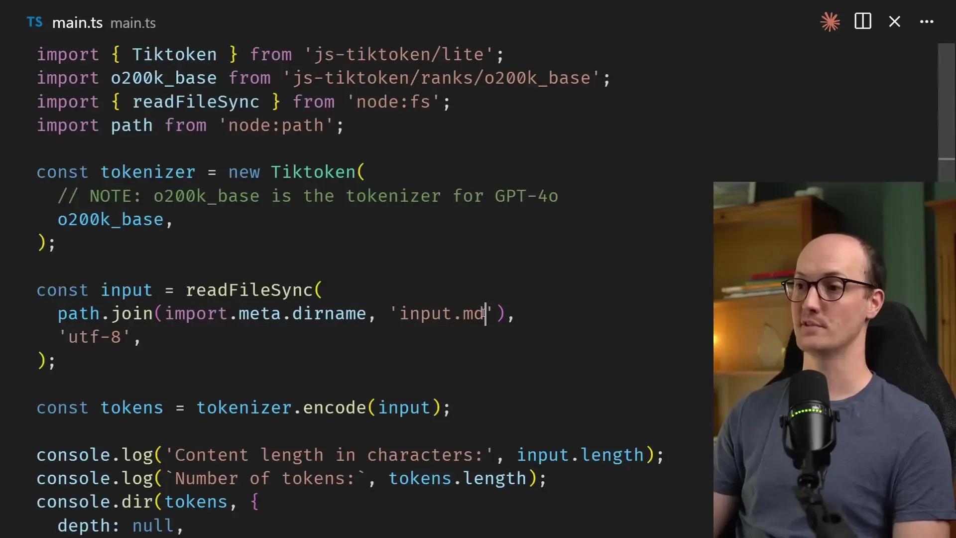 Tokenizing text with GPT-4o tokenizer using sample text from a markdown file