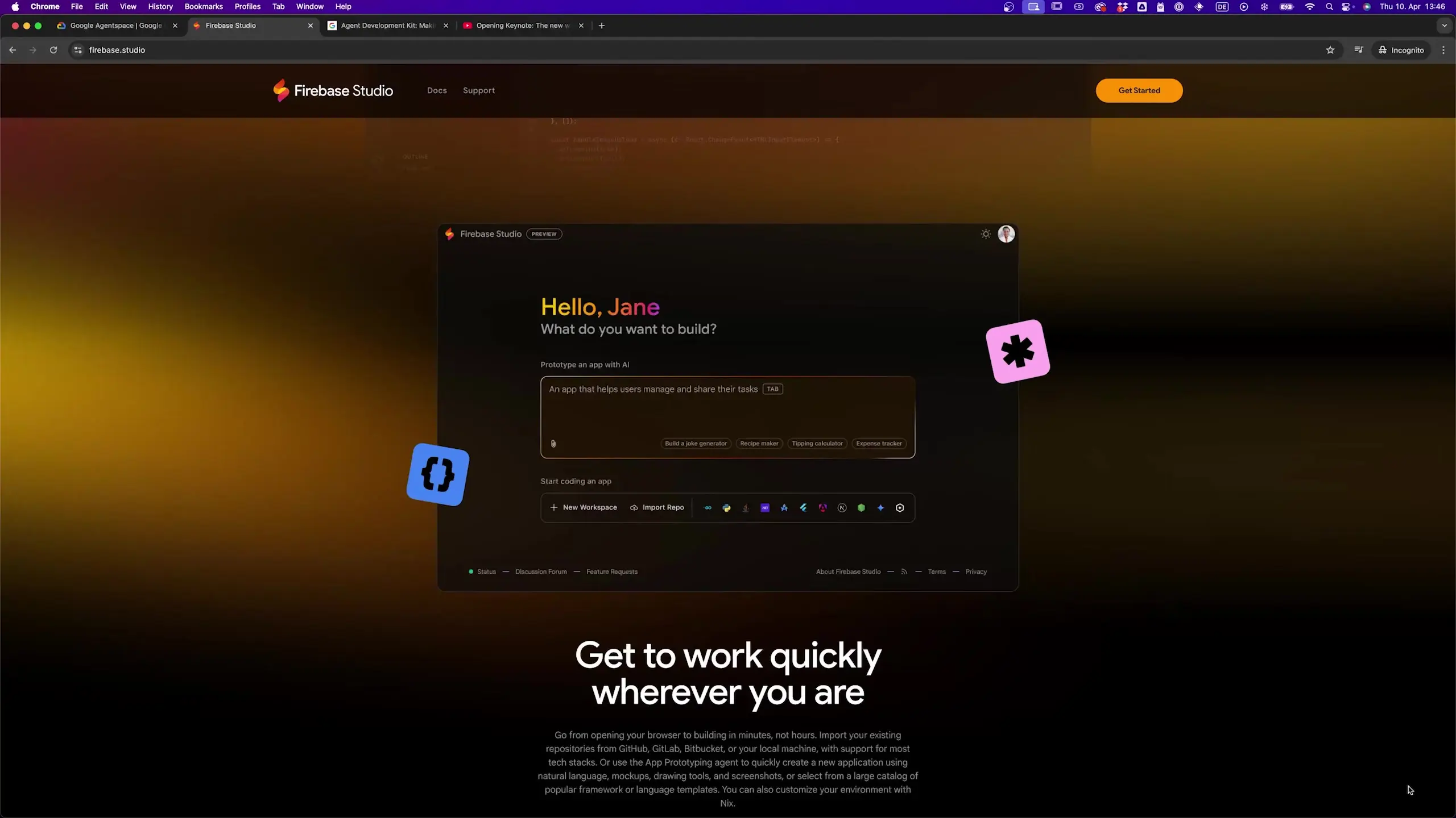 Firebase Studio allows developers to create web applications using natural language instructions, showcasing Google's push toward AI-powered development tools