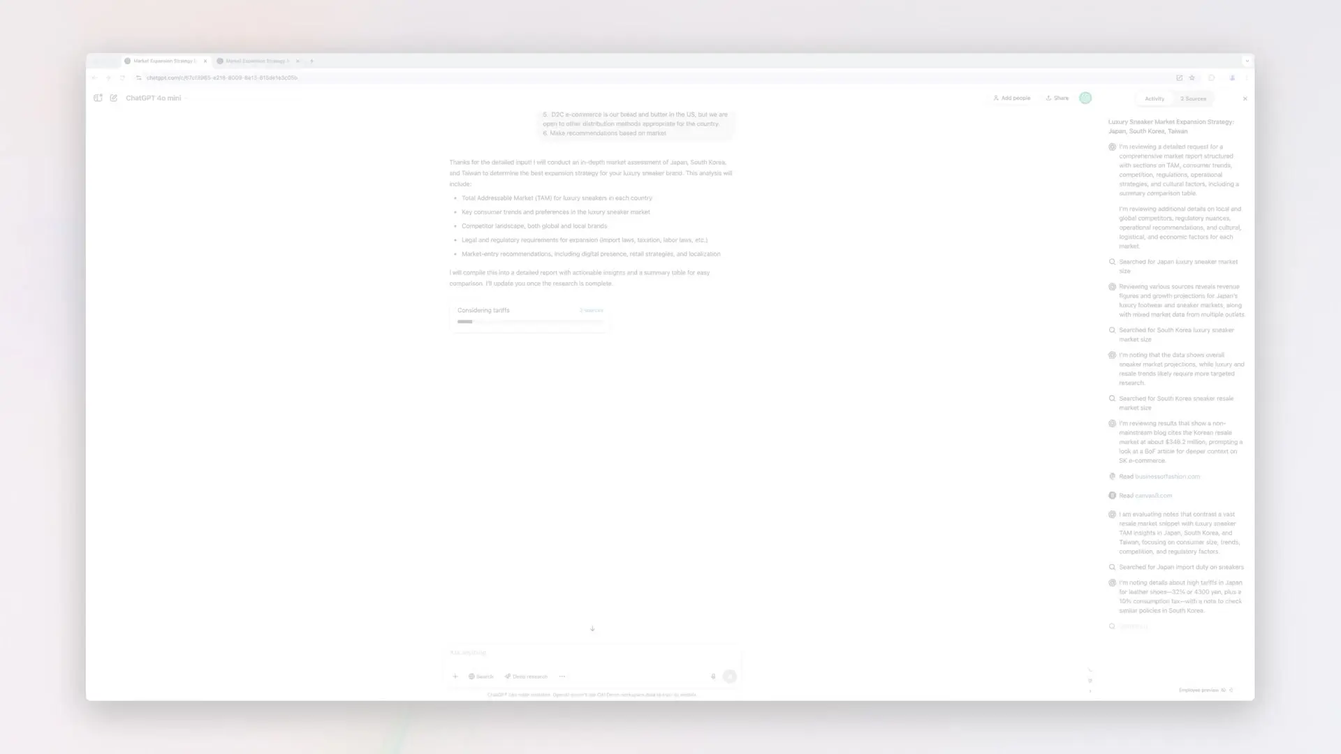The completed research process took only 8 minutes to generate comprehensive market insights