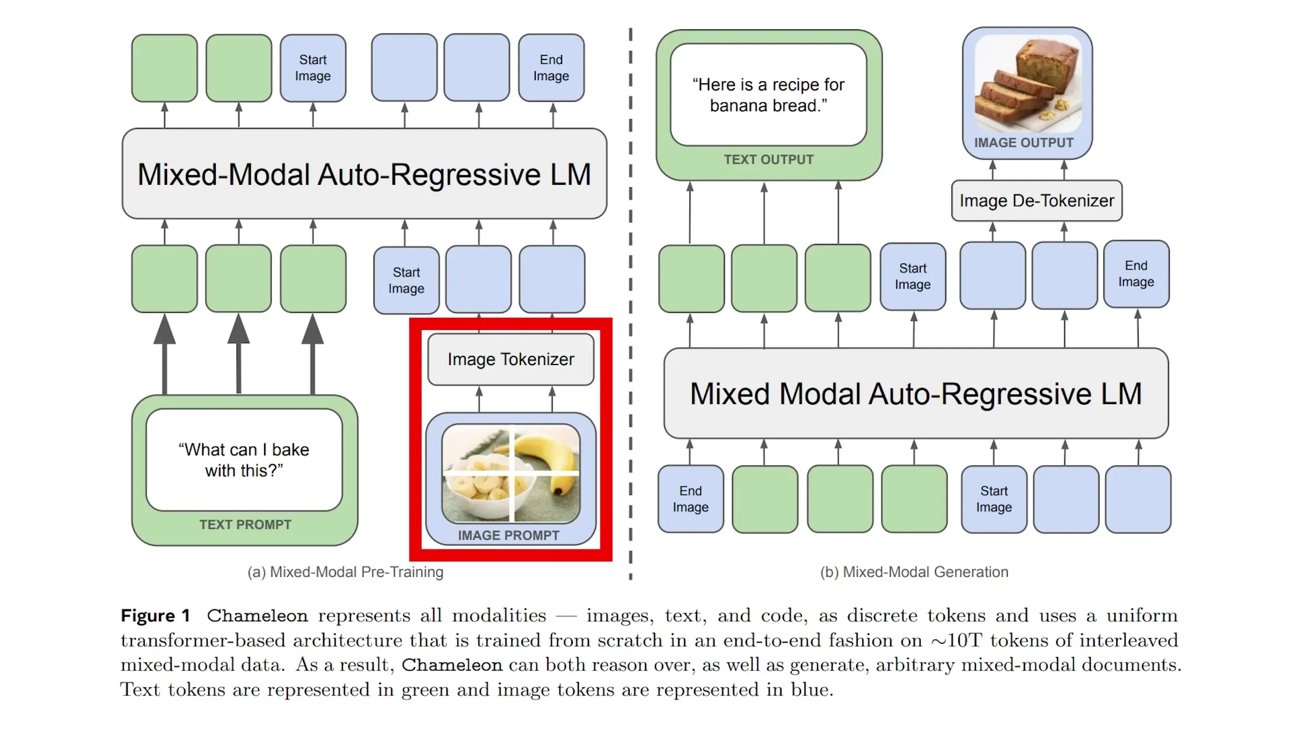 In early fusion models like Chameleon, images are tokenized into discrete tokens that can be processed alongside text tokens in the same transformer architecture