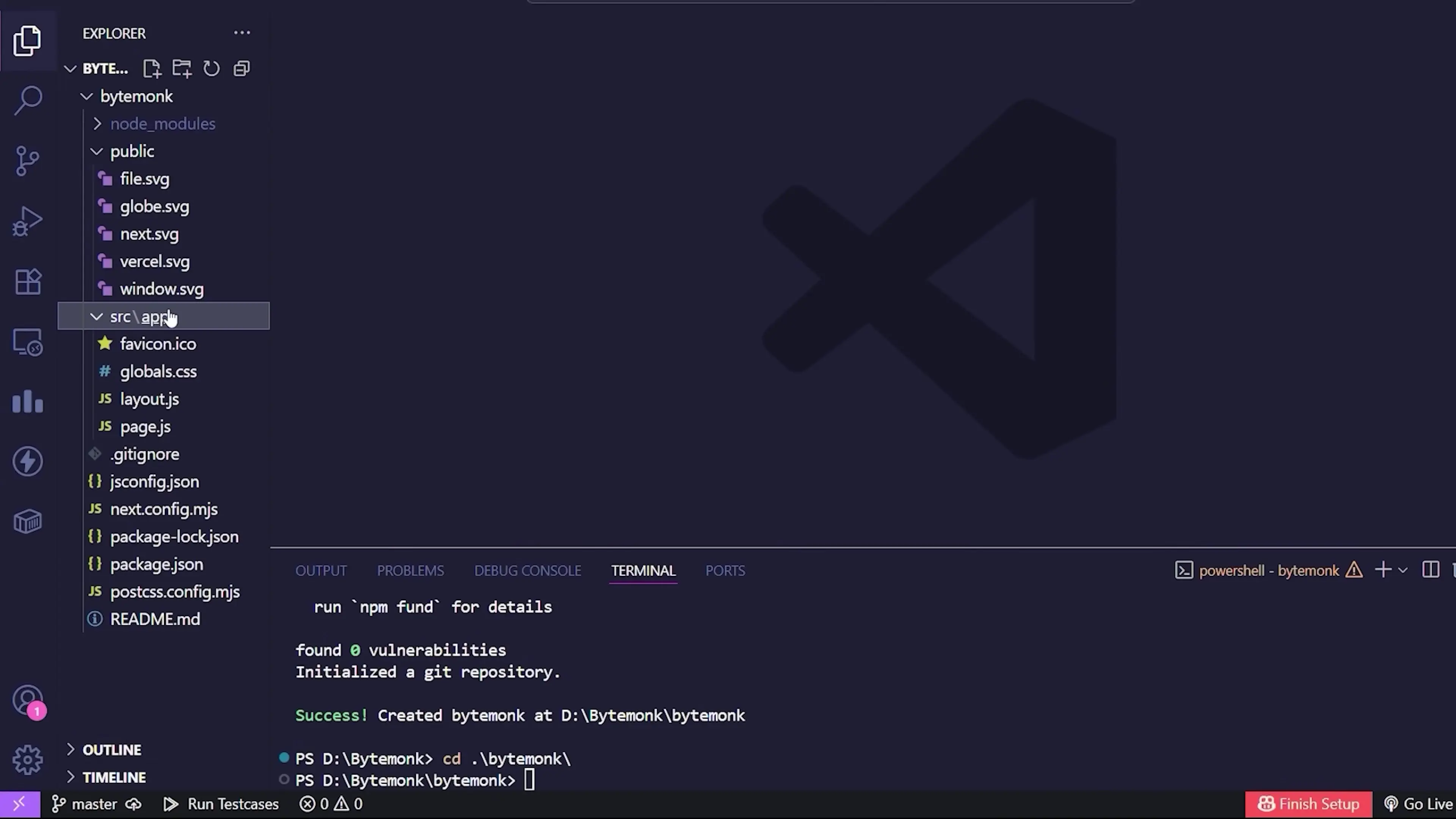Next.js project structure with pages directory for routing and public folder for static assets