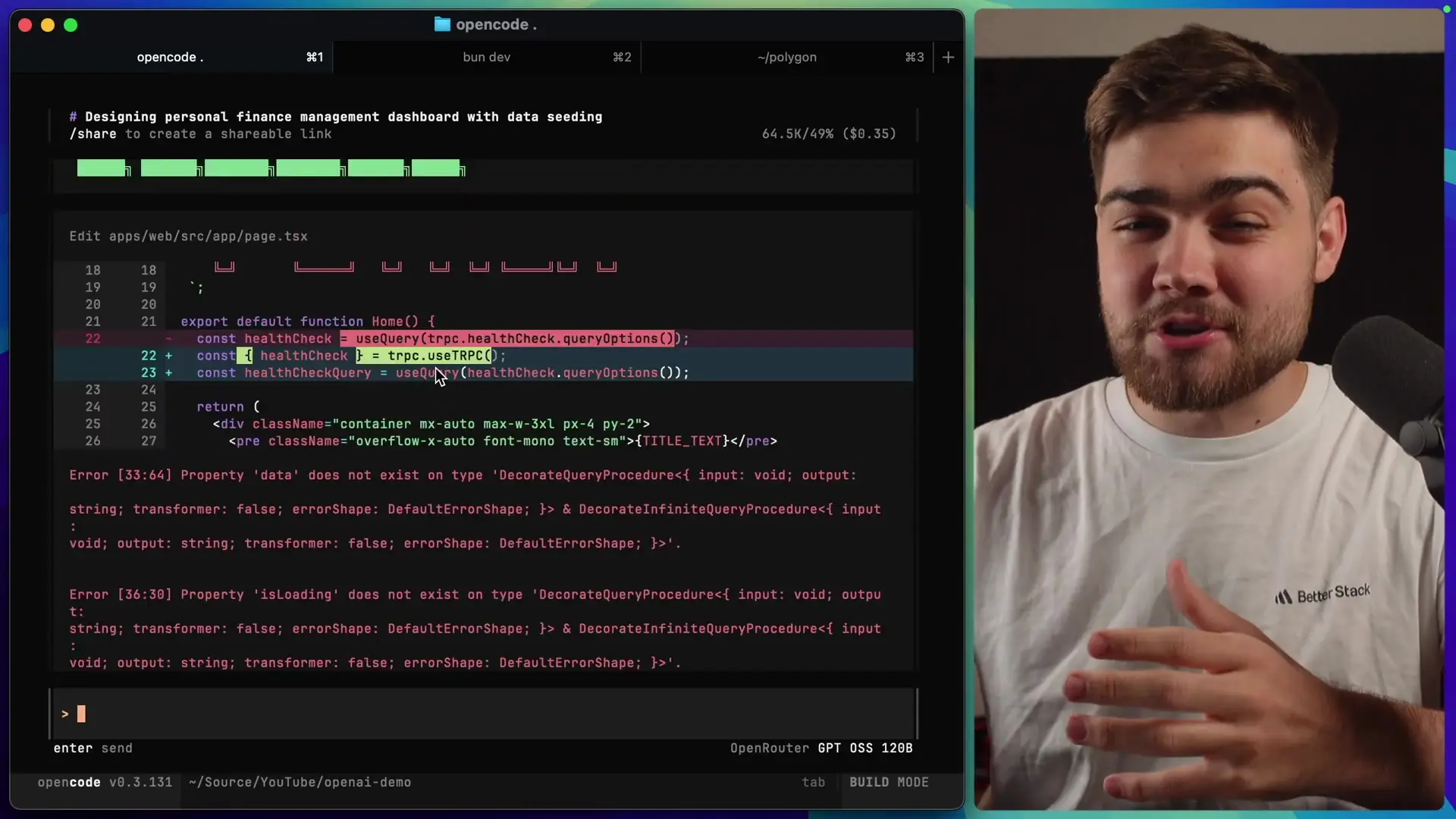 Testing the GPT-OSS model's coding capabilities with TRPC implementation