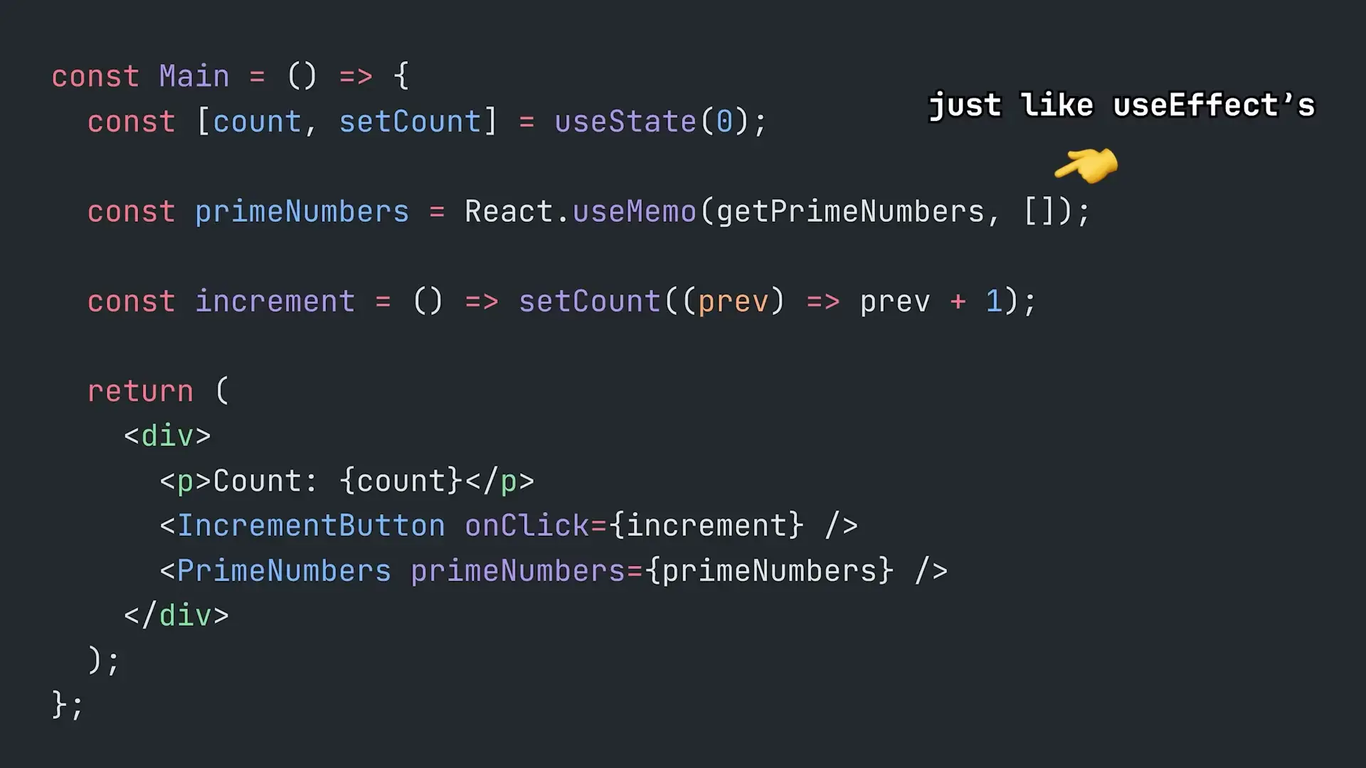 Code example showing useMemo implementation that the React Compiler can now handle automatically, eliminating the need for manual optimization