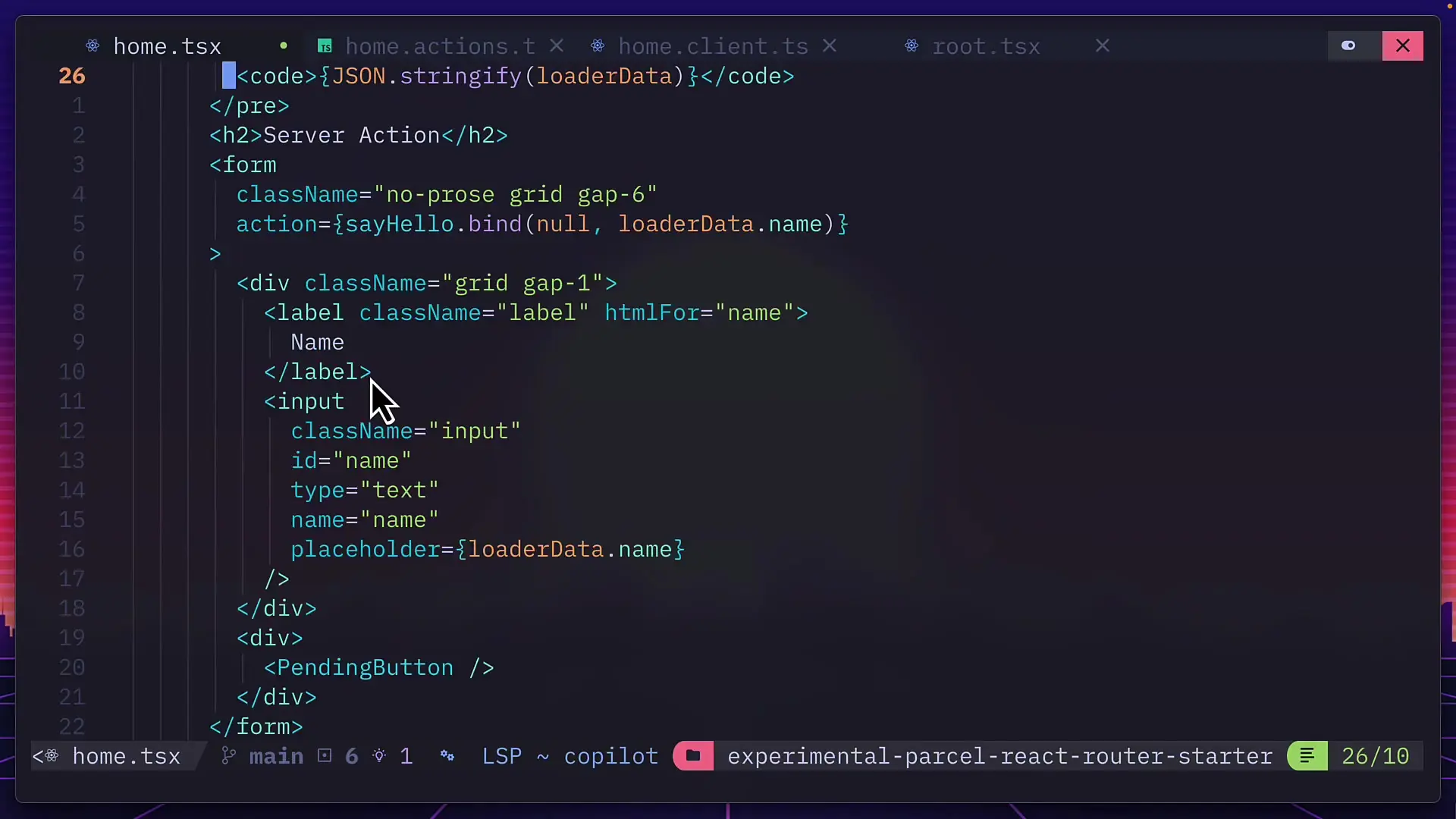 Form implementation with pending state button for server actions