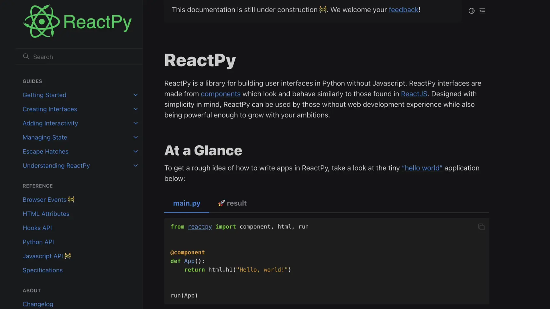 ReactPy is ideal for simple UIs, but more complex applications might benefit from traditional React