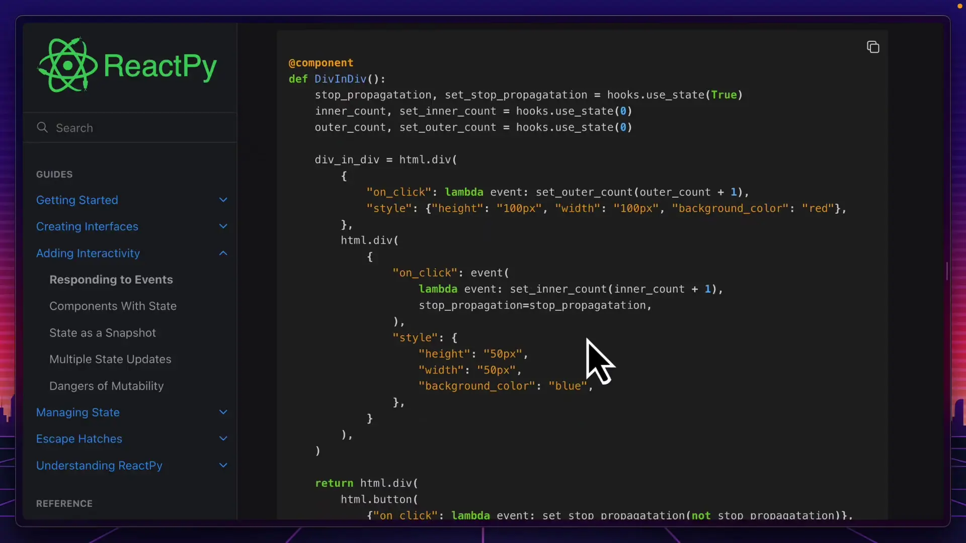 ReactPy's syntax can become verbose when building complex components compared to React's JSX