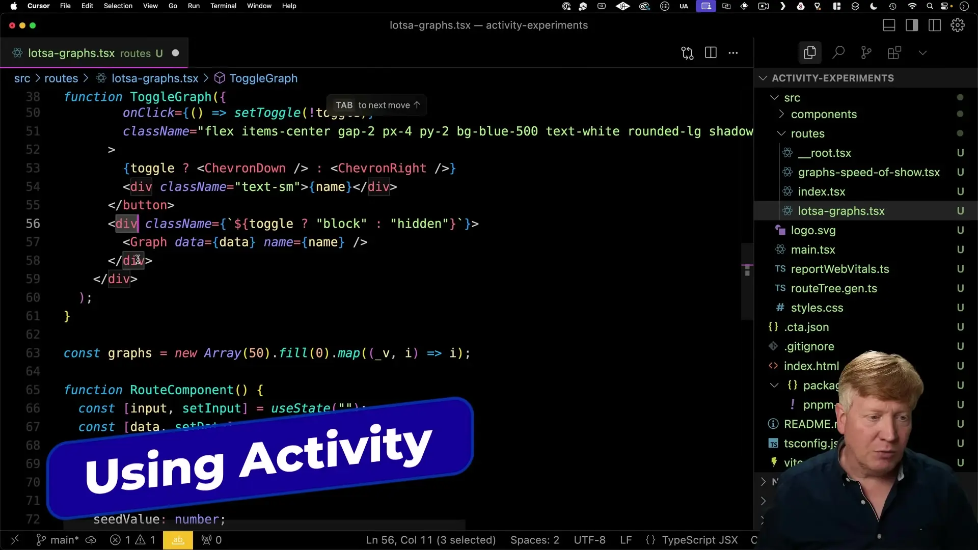 Implementation of React's ToggleGraph component using the Activity feature for optimized performance in dashboard applications