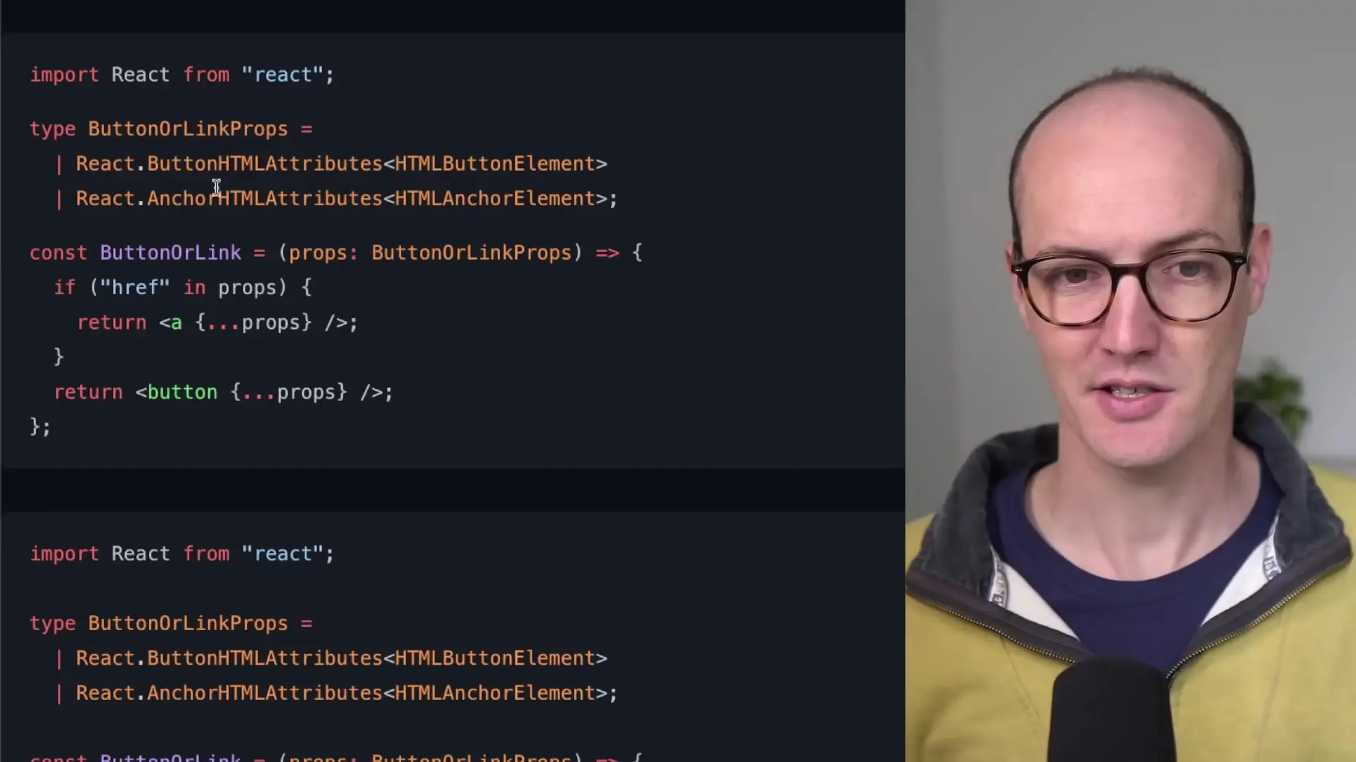 Button or anchor component with conditional rendering based on props
