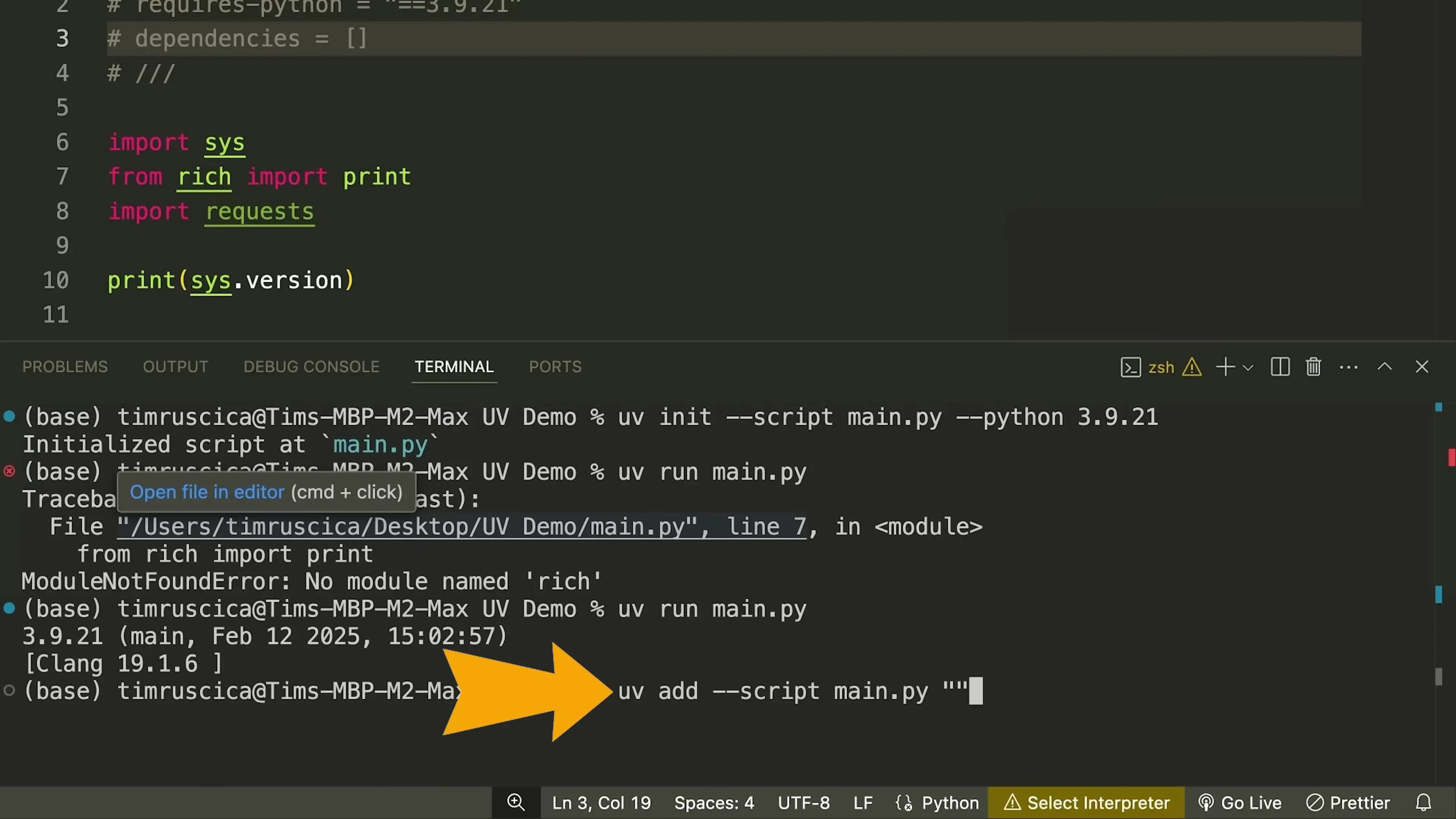 Seamlessly integrating UV commands into Python applications for efficient dependency management