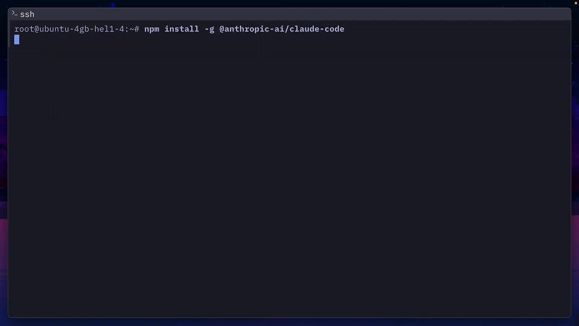 Installing Claude Code on your remote server and connecting it to your Anthropic account