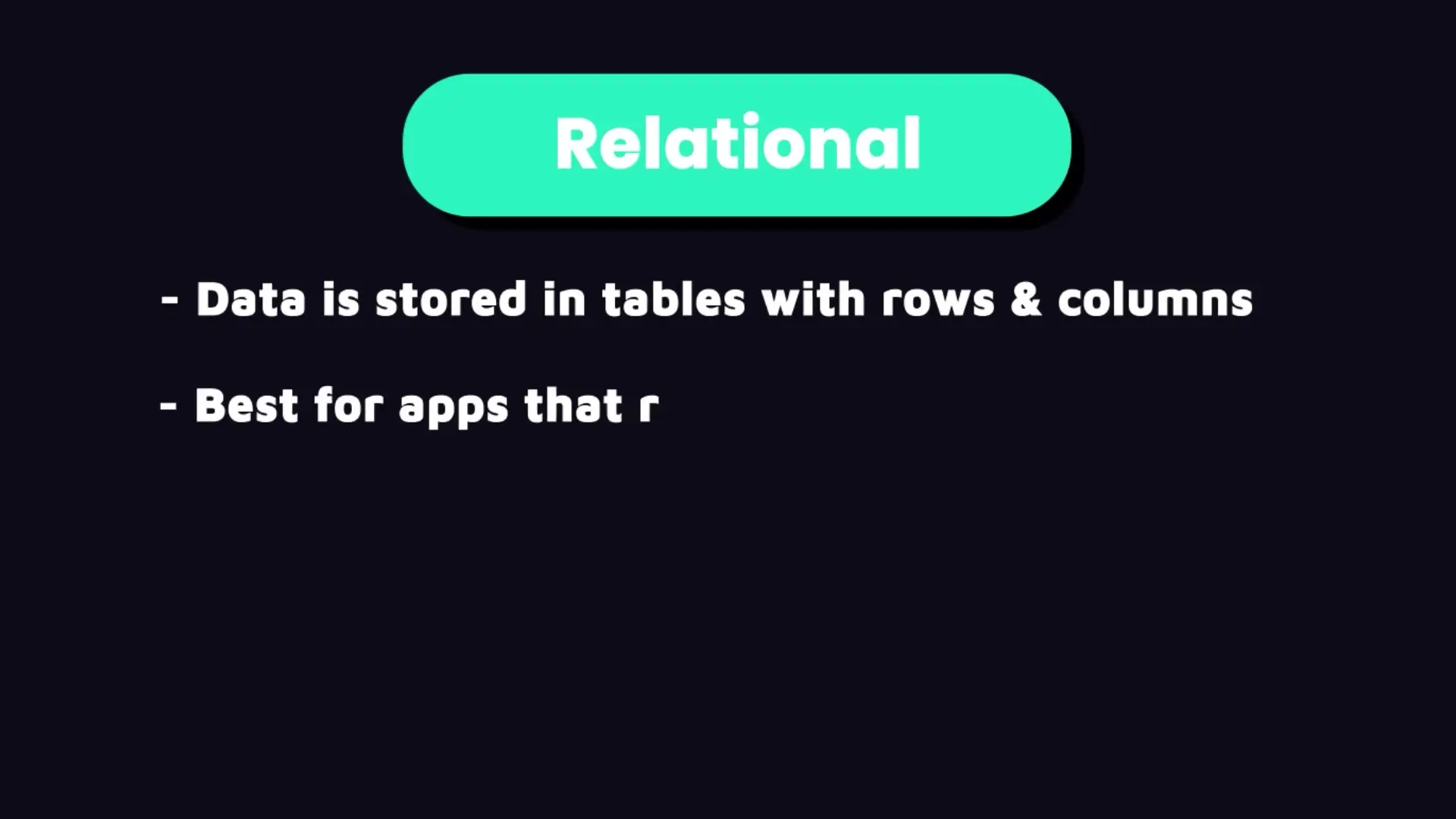 Relational databases are best for applications requiring complex queries and transactions
