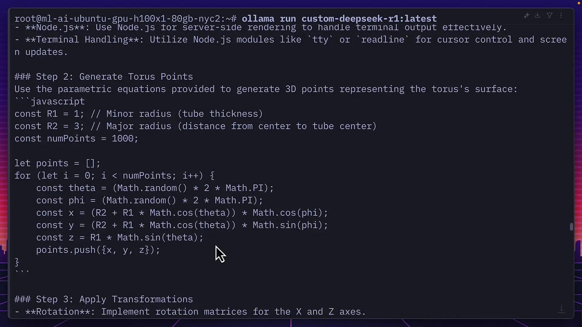 DeepSeek's attempt with Three.js showed promise but lacked critical implementation details for proper execution