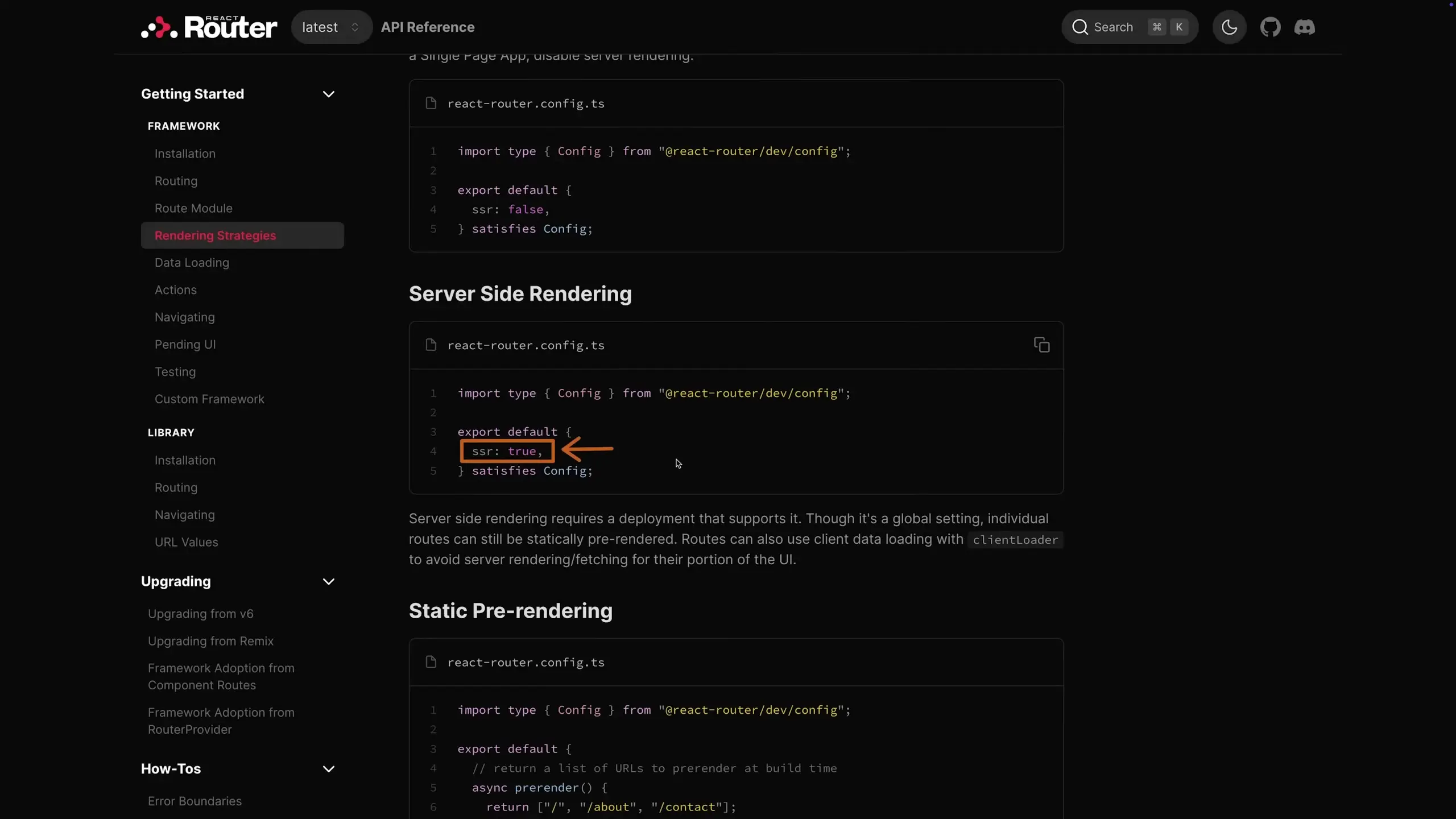 With server-side rendering enabled, loader and action functions execute on the server, enabling true full-stack development