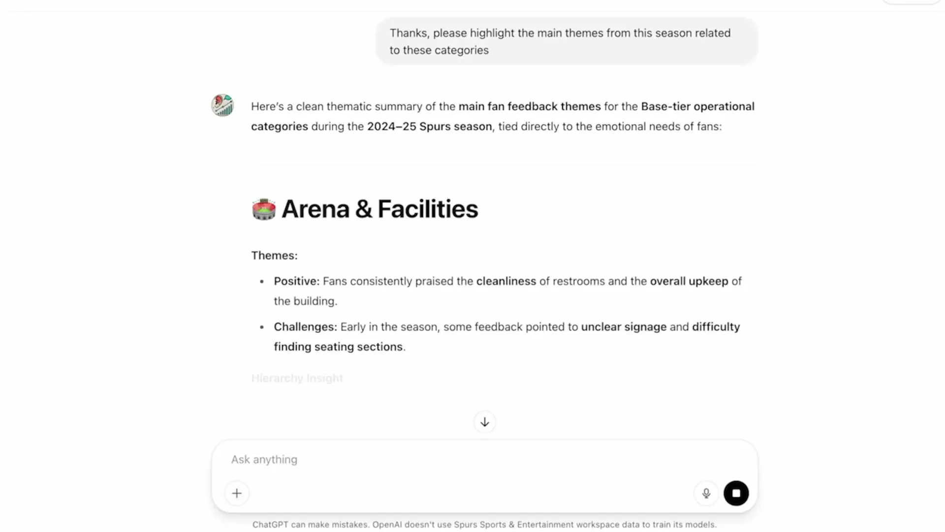 AI-powered data analysis enables the Spurs to process fan information efficiently and uncover valuable insights for enhancing the fan experience