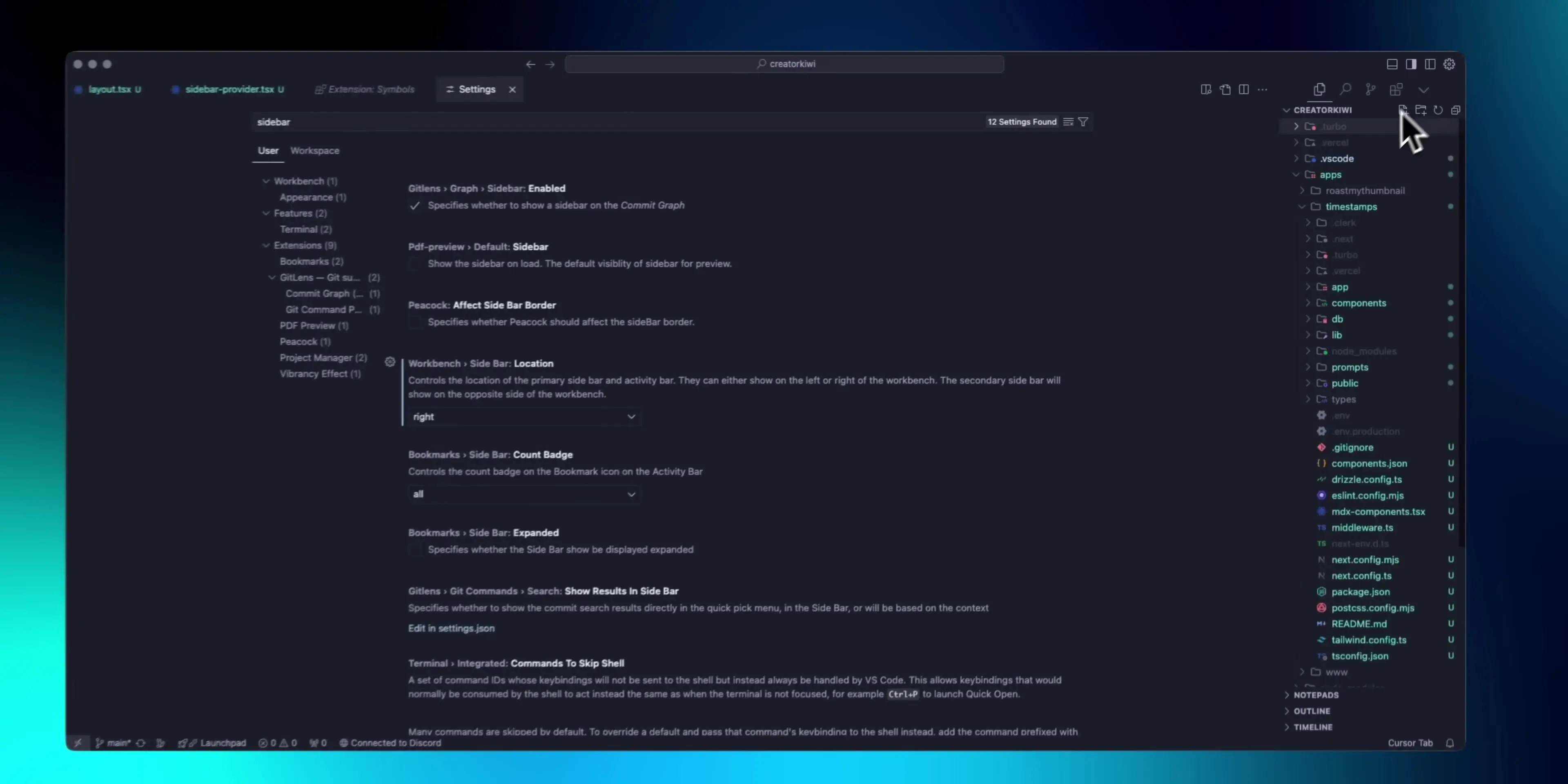 Customized VS Code interface with improved layout and navigation elements for enhanced productivity