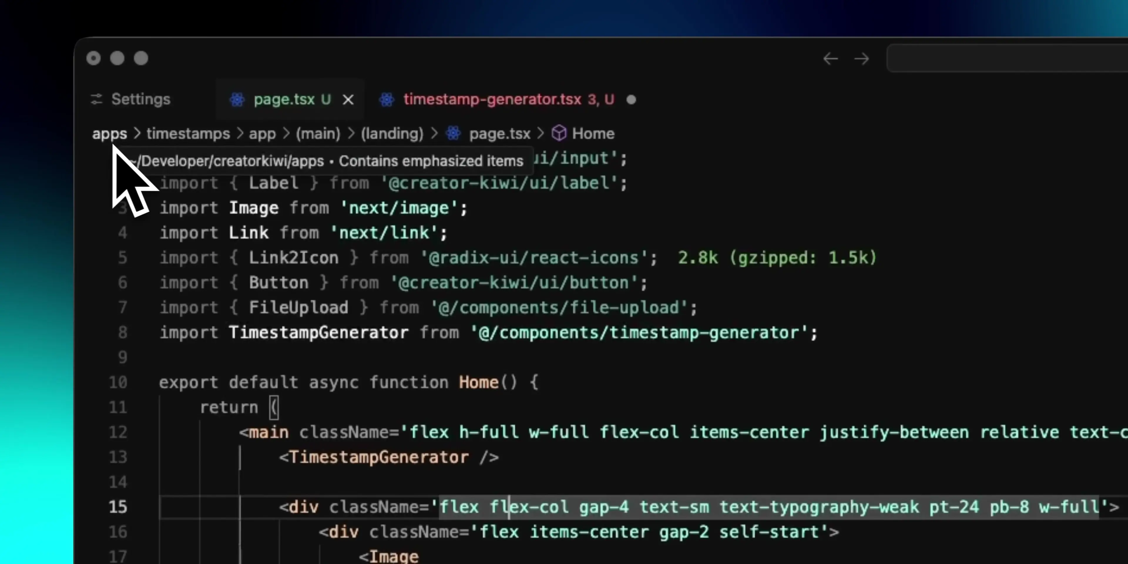 VS Code editor with optimized settings for improved code readability and navigation
