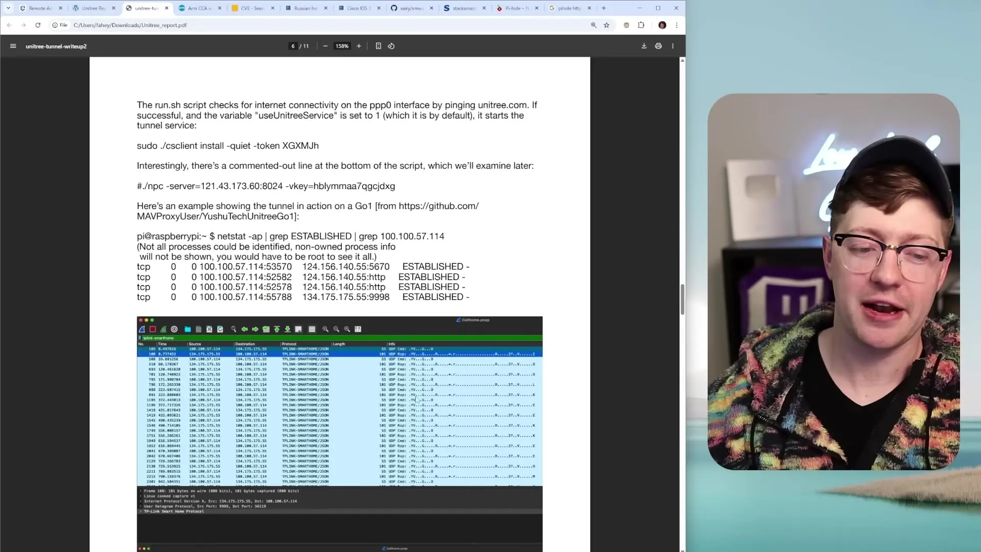 Technical analysis showing Unitree's remote tunnel configuration that allows unauthorized access to robot dogs and connected network devices