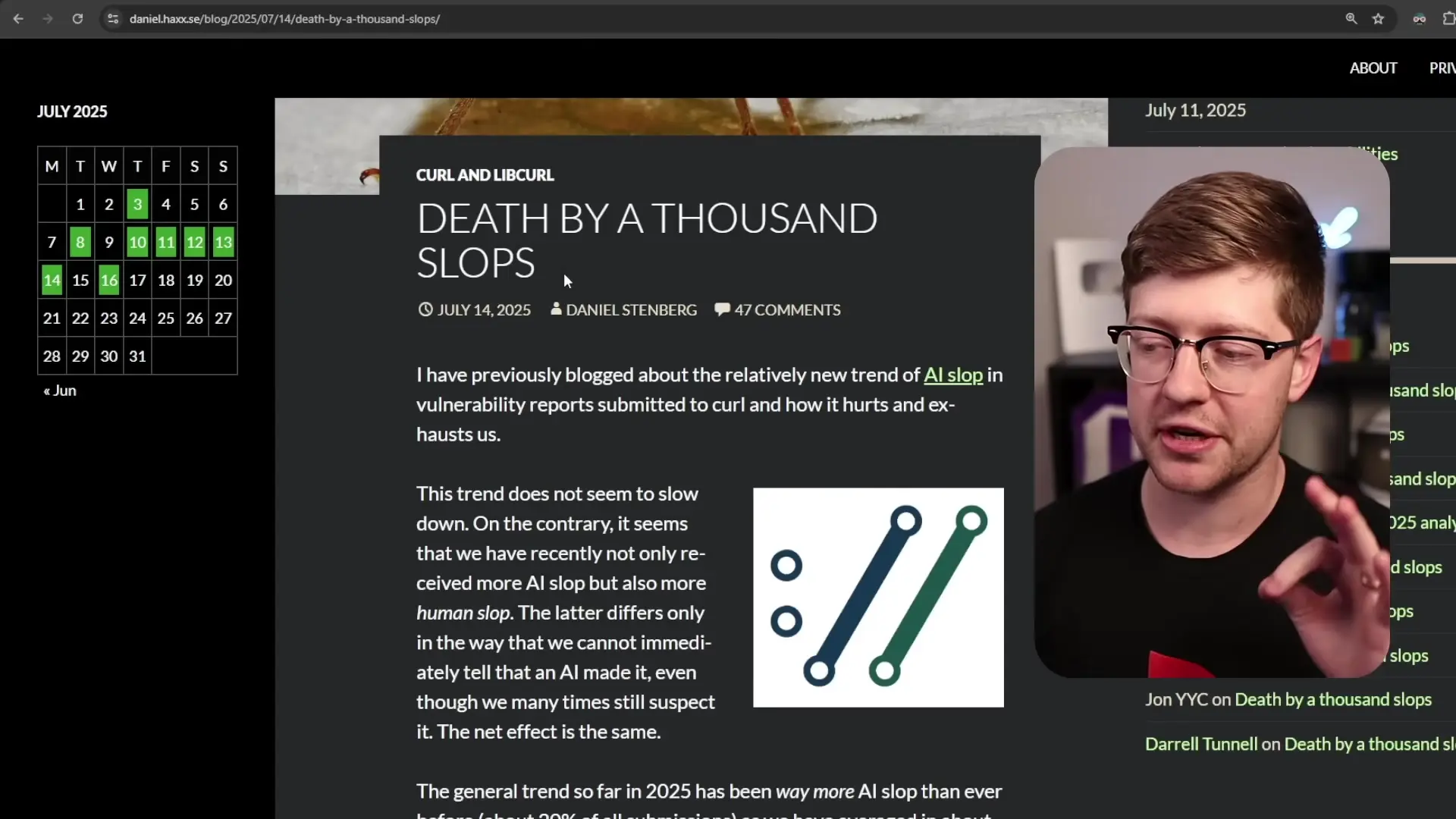 Daniel Stenberg's article "Death by a thousand slops" documents the growing challenge of AI-generated fake vulnerability reports