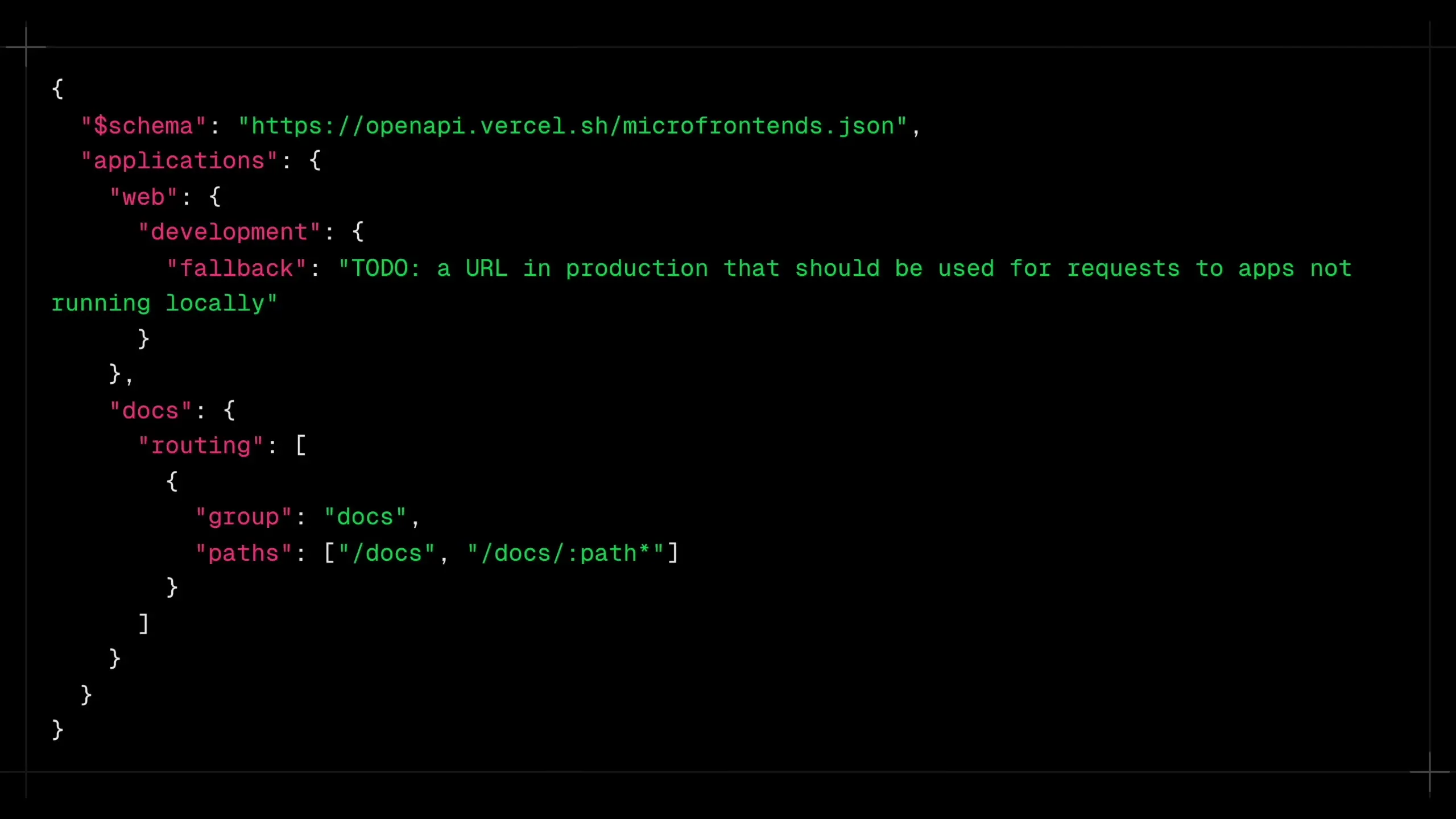 Vercel Microfrontends configuration using microfrontend.json to control routing between multiple frontend applications